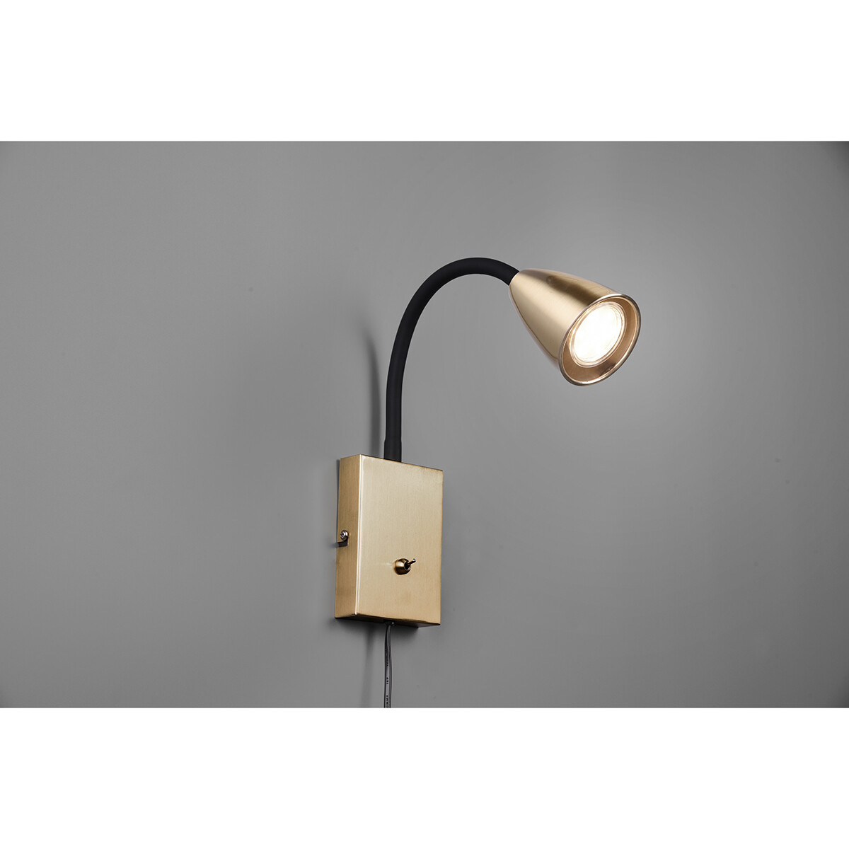 LED Wandspot - Wandbeleuchtung - Trion Wolly - GU10 Fassung - 1-flammig - Rechteckig - Matt Gold - Aluminium