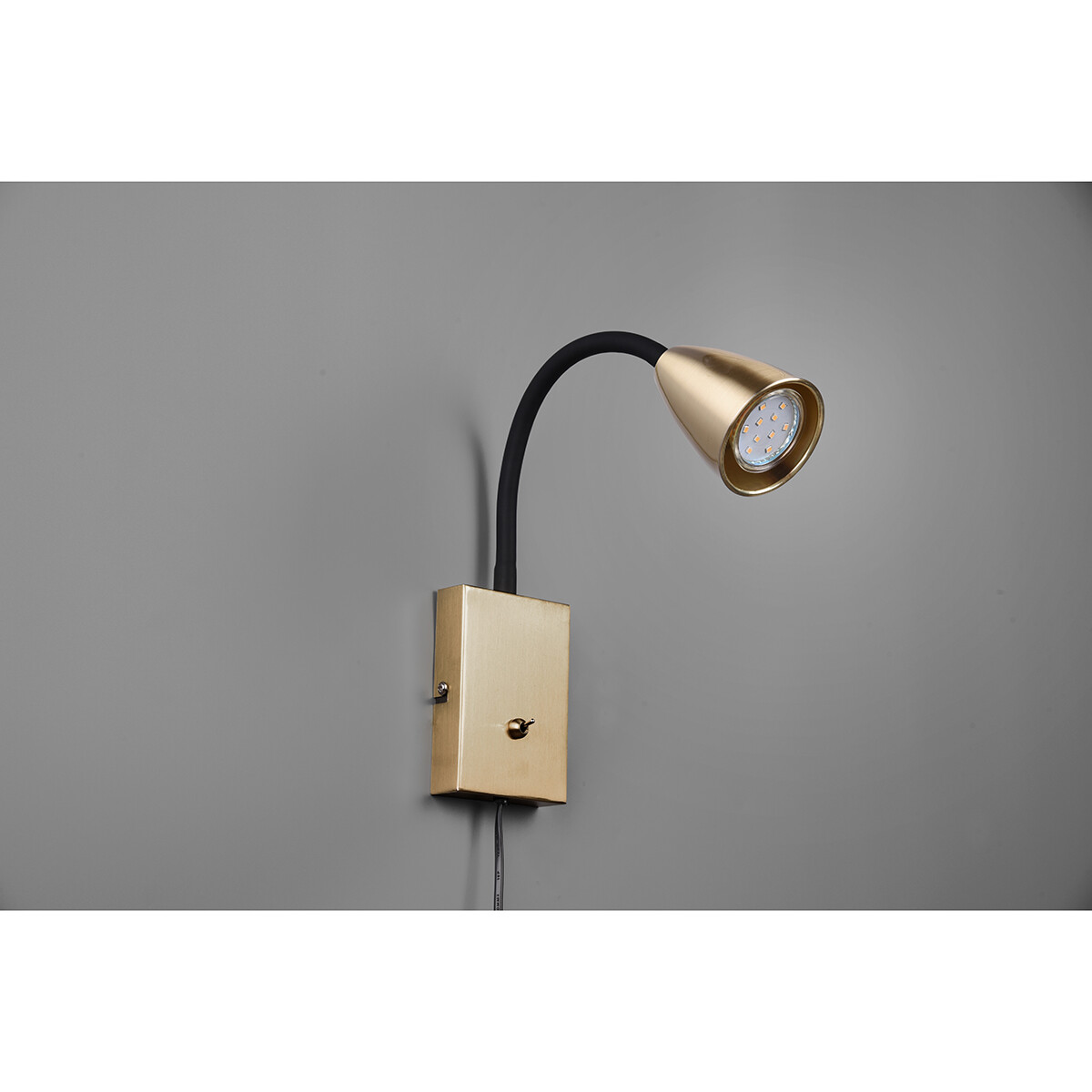 LED Wandspot - Wandbeleuchtung - Trion Wolly - GU10 Fassung - 1-flammig - Rechteckig - Matt Gold - Aluminium