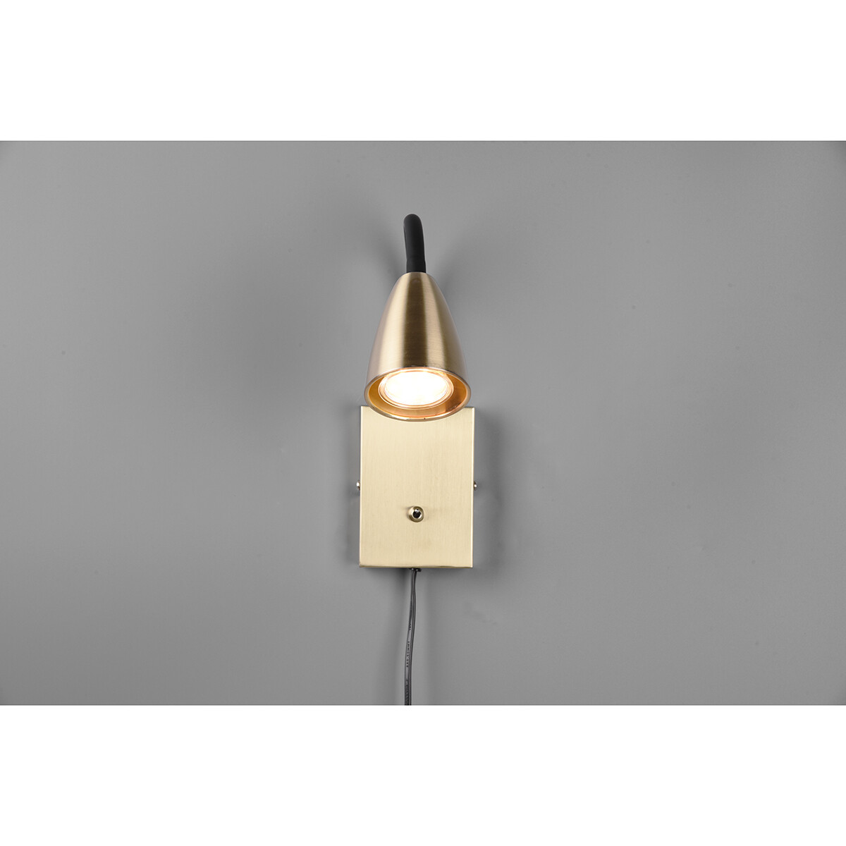 LED Wandspot - Wandbeleuchtung - Trion Wolly - GU10 Fassung - 1-flammig - Rechteckig - Matt Gold - Aluminium