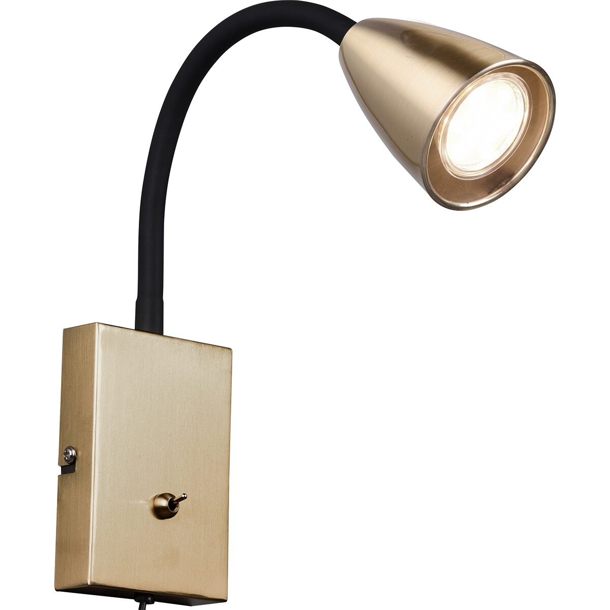 LED Wandspot - Wandbeleuchtung - Trion Wolly - GU10 Fassung - 1-flammig - Rechteckig - Matt Gold - Aluminium