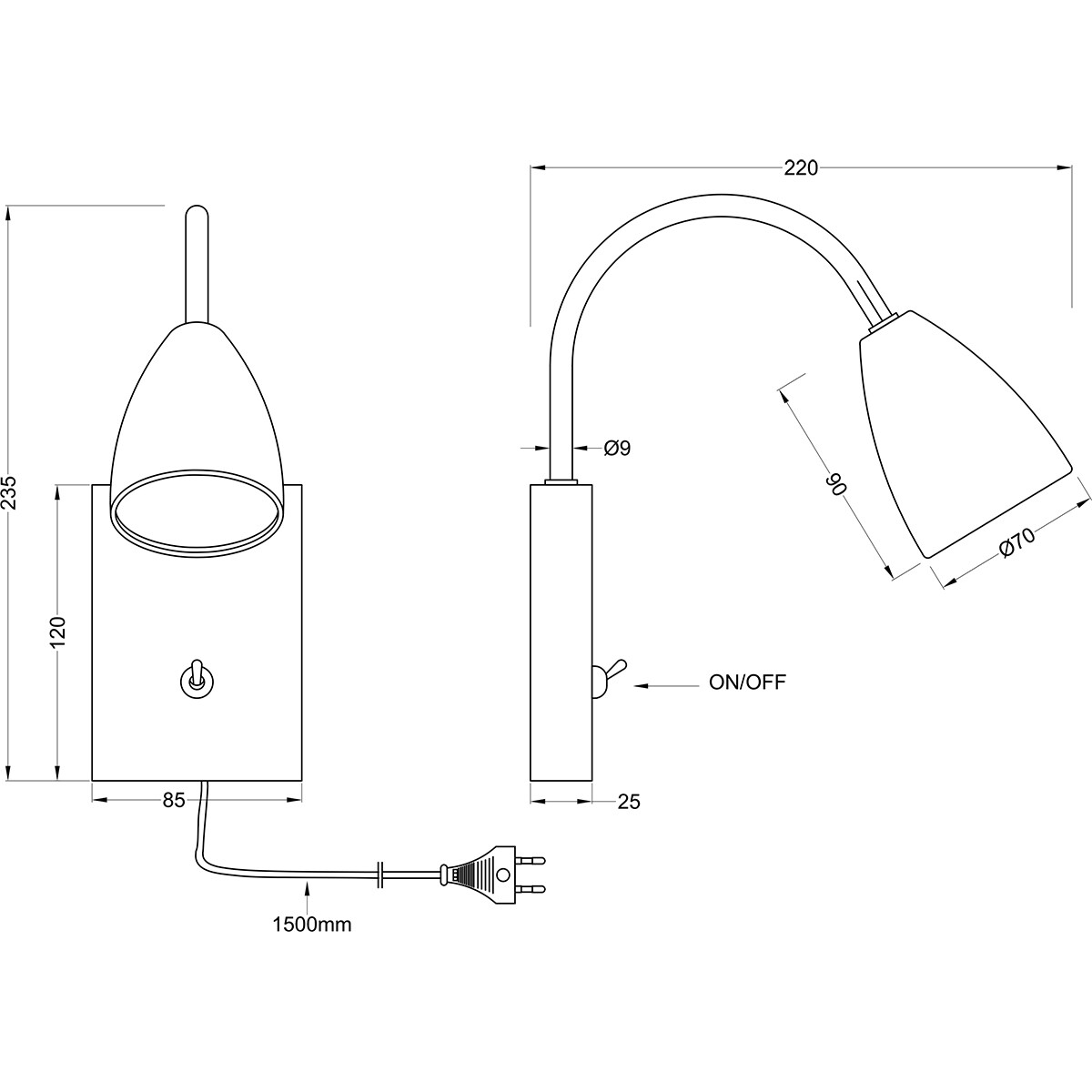 LED Wandspot - Wandbeleuchtung - Trion Wolly - GU10 Fassung - 1-flammig - Rechteckig - Matt Weiß - Aluminium