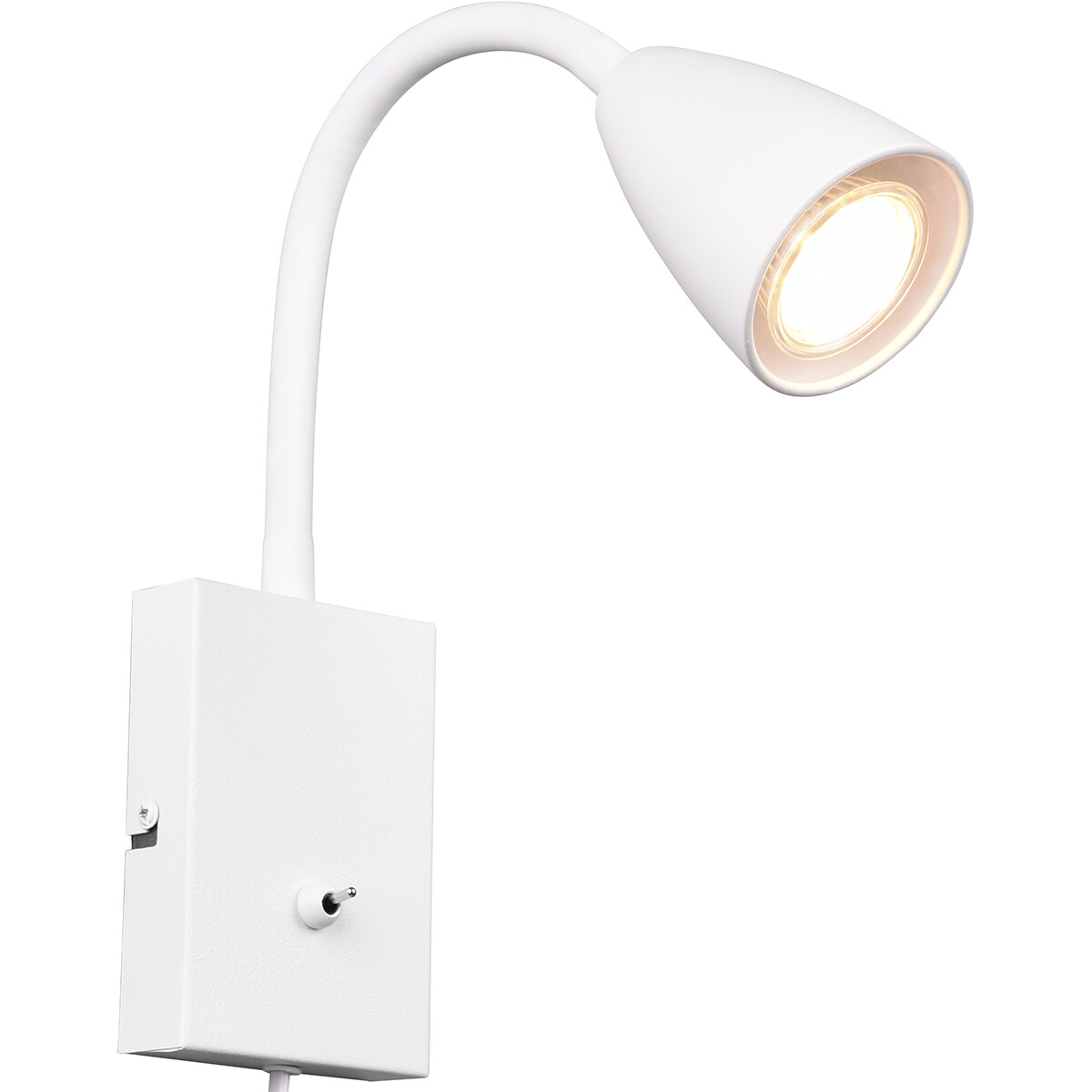 LED Wandspot - Wandbeleuchtung - Trion Wolly - GU10 Fassung - 1-flammig - Rechteckig - Matt Weiß - Aluminium