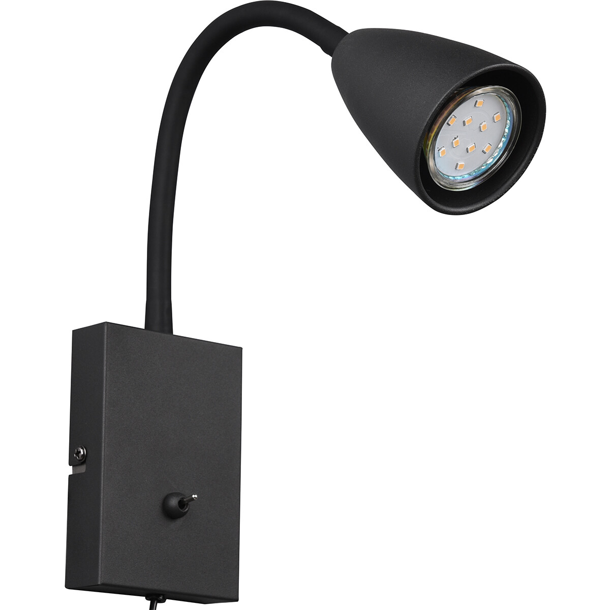 LED Wandspot - Wandbeleuchtung - Trion Wolly - GU10 Fassung - 1-flammig - Rechteckig - Matt Schwarz - Aluminium