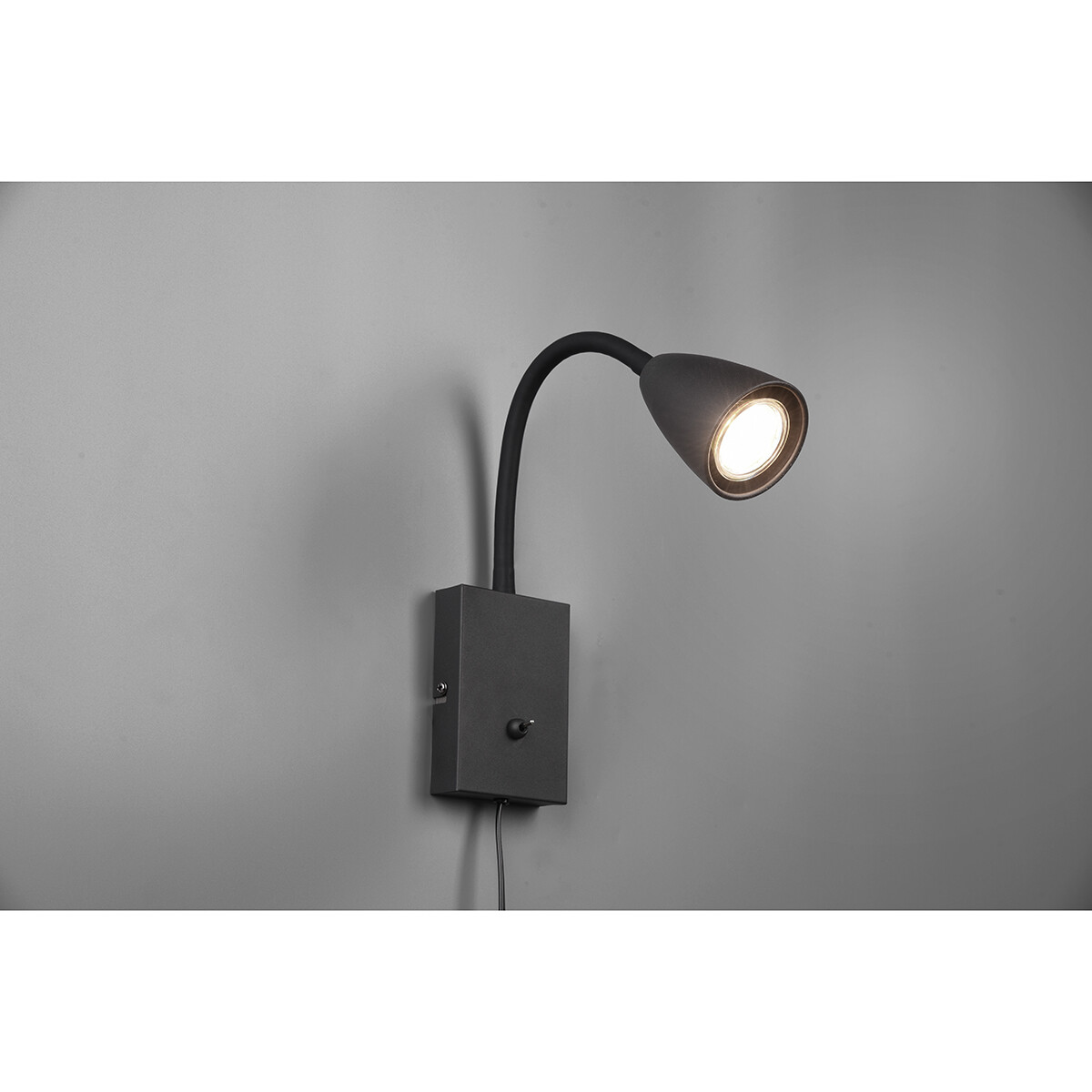 LED Wandspot - Wandbeleuchtung - Trion Wolly - GU10 Fassung - 1-flammig - Rechteckig - Matt Schwarz - Aluminium