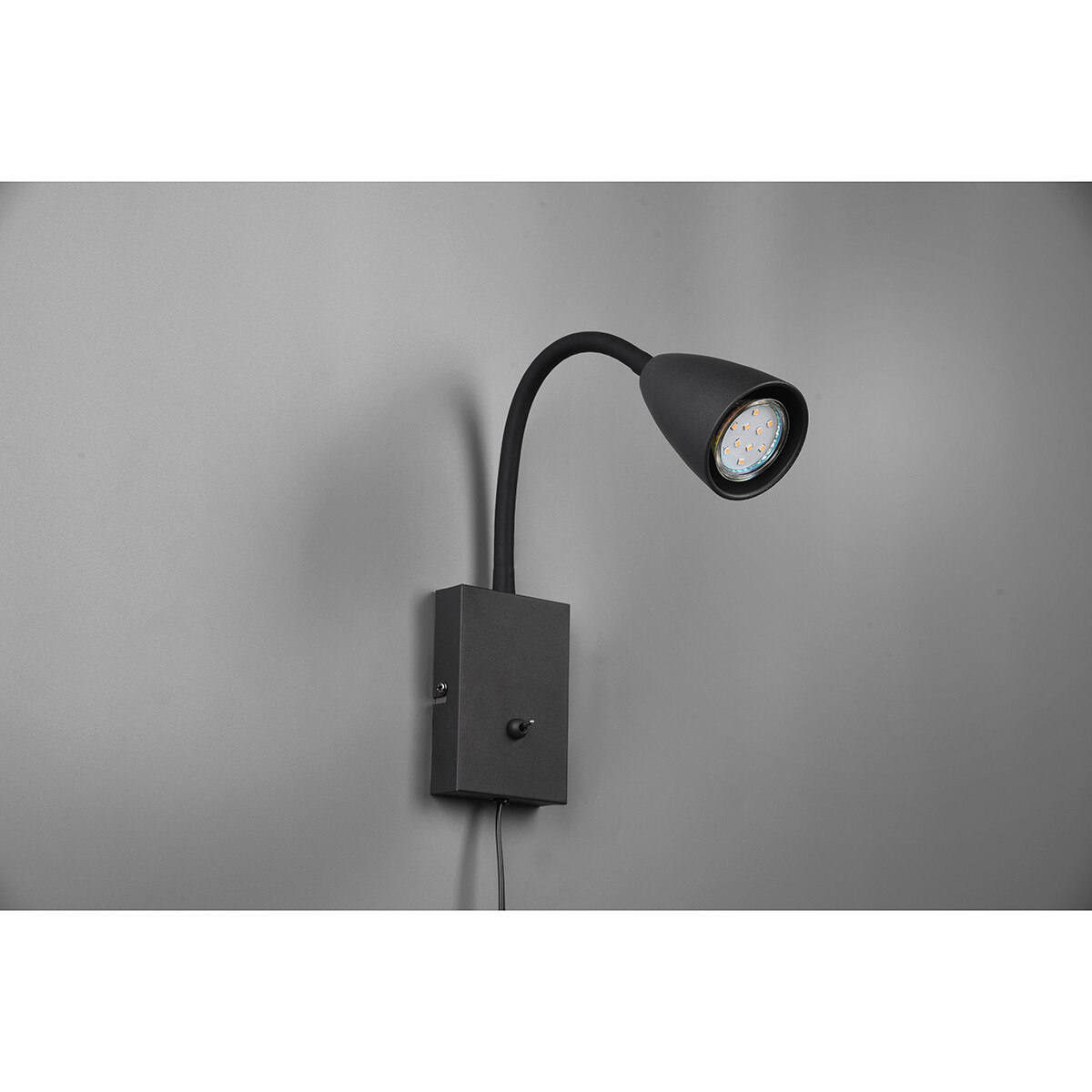 LED Wandspot - Wandbeleuchtung - Trion Wolly - GU10 Fassung - 1-flammig - Rechteckig - Matt Schwarz - Aluminium