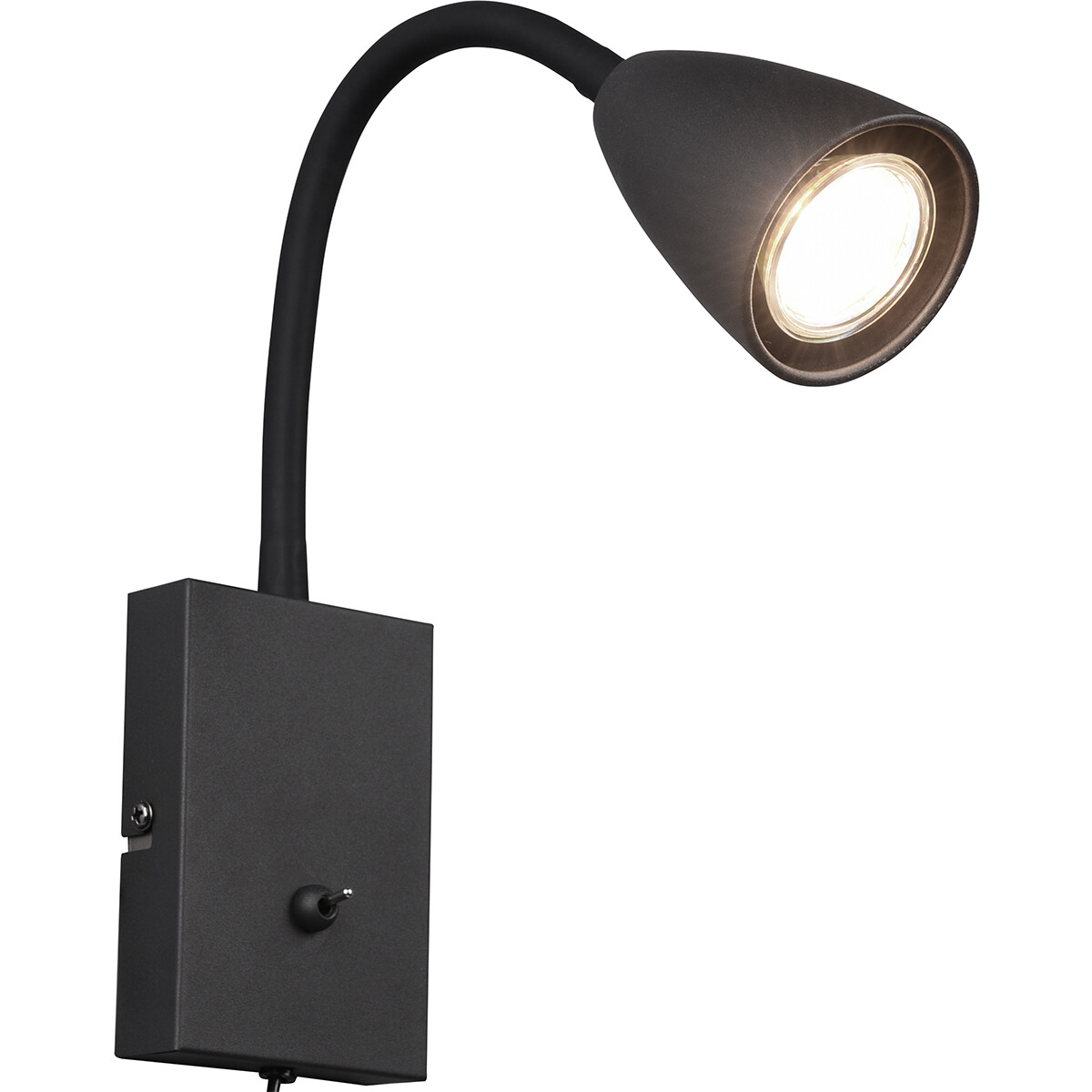 LED Wandspot - Wandbeleuchtung - Trion Wolly - GU10 Fassung - 1-flammig - Rechteckig - Matt Schwarz - Aluminium