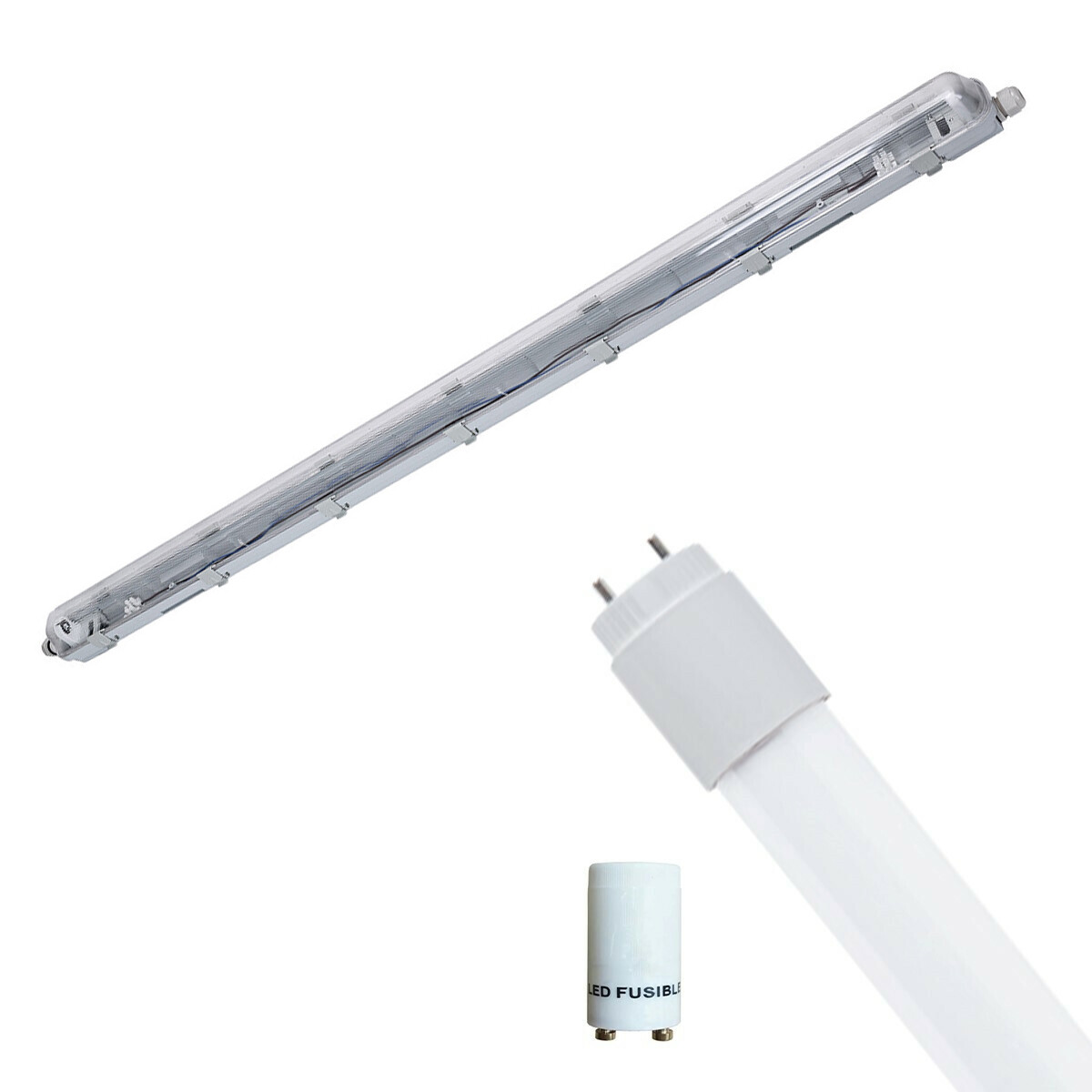 LED Feuchtraumleuchte mit T8 Röhre - Velvalux Strela - 120cm - Einzeln - Verbindbar - Wasserdicht IP65 - 16W - Klares/Kaltes Weiß 6400K