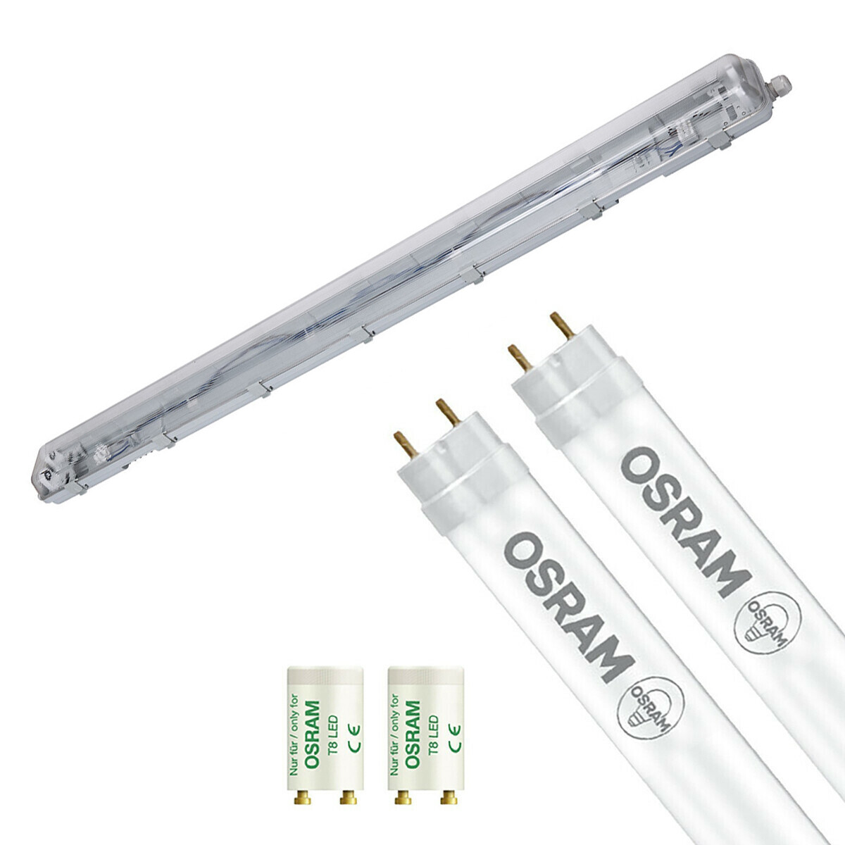 LED Feuchtraumleuchte mit T8 Röhren - Velvalux Strela - 120cm - Doppelt - Verbindbar - Wasserdicht IP65 - OSRAM - SubstiTUBE Value EM 865 - 32.4W - Klares/Kaltes Weiß 6500K | Ersetzt 72W