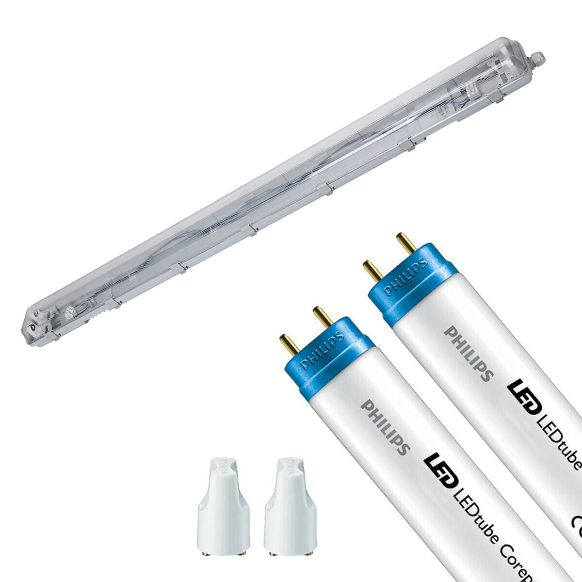 LED Feuchtraumleuchte mit T8 Röhren - Velvalux Strela - 120cm - Doppelt - Verbindbar - Wasserdicht IP65 - Philips - CorePro LEDtube EM 840 - 29W - Natürliches Weiß 4000K | Ersetzt 72W