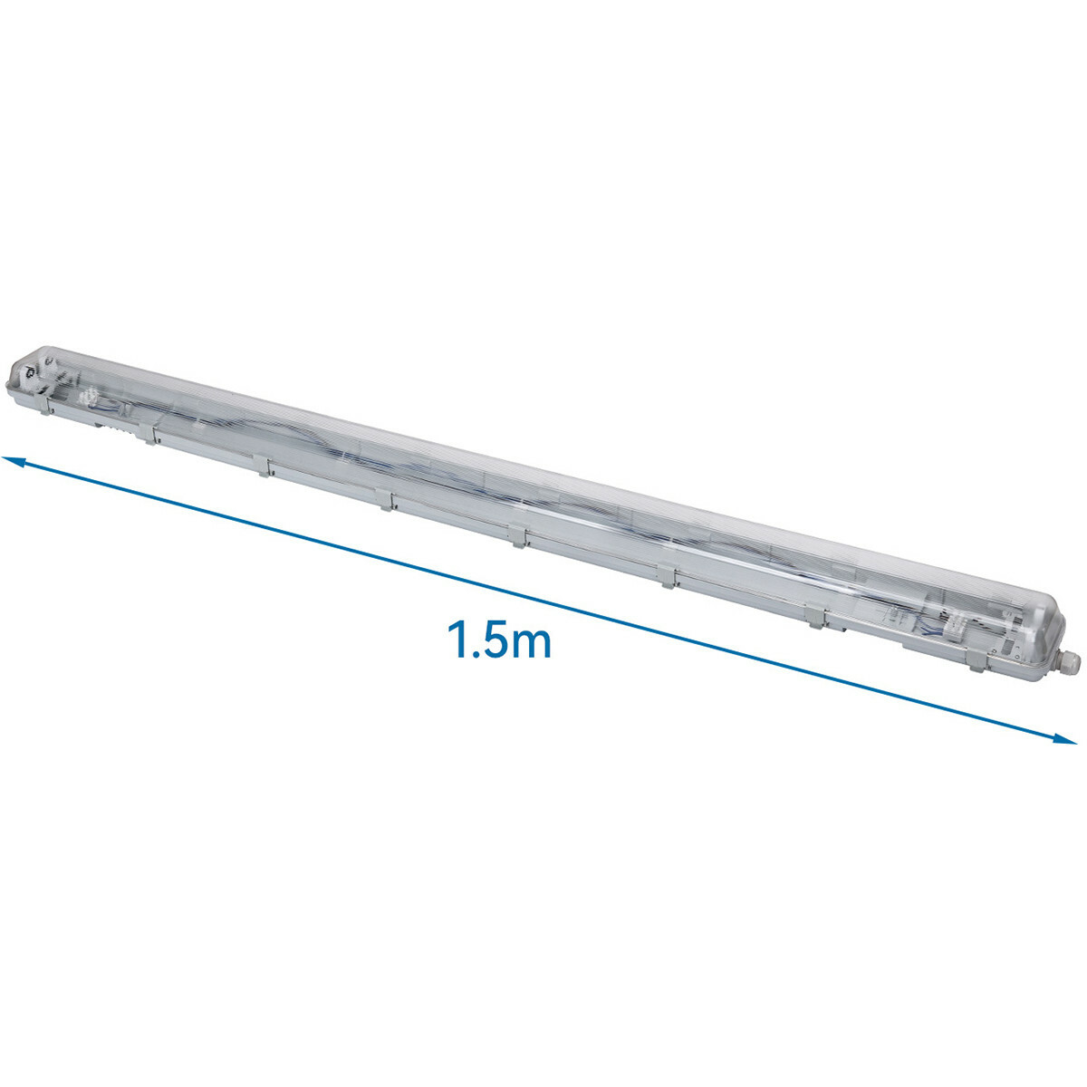 LED Feuchtraumleuchte mit T8 Röhren - Velvalux Strela - 150cm - Doppelt - Verbindbar - Wasserdicht IP65 - OSRAM - SubstiTUBE Value EM 865 - 38.2W - Klar/Kaltweiß 6500K | Ersetzt 116W