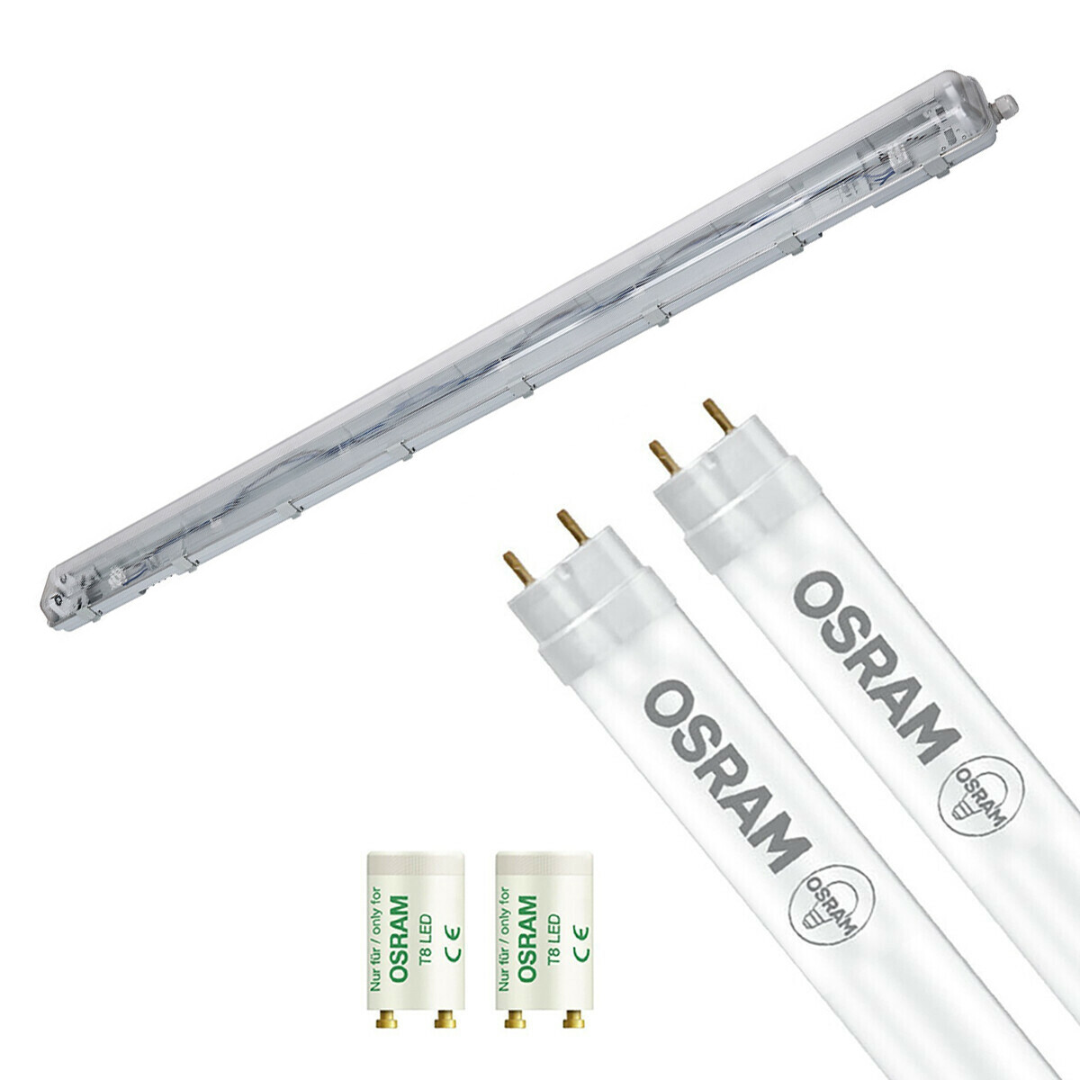 LED Feuchtraumleuchte mit T8 Röhren - Velvalux Strela - 150cm - Doppelt - Verbindbar - Wasserdicht IP65 - OSRAM - SubstiTUBE Value EM 865 - 38.2W - Klar/Kaltweiß 6500K | Ersetzt 116W