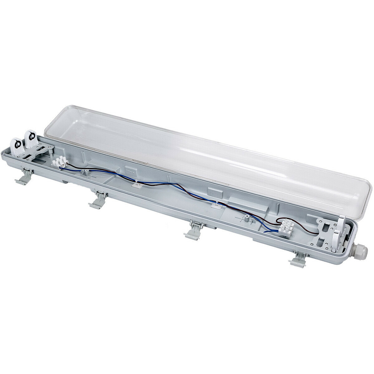 LED Feuchtraumleuchte mit T8 Röhren - Velvalux Strela - 60cm - Doppelt - Verbindbar - Wasserdicht IP65 - OSRAM - SubstiTUBE Value EM 865 - 15.2W - Klares/Kaltes Weiß 6500K | Ersetzt 36W