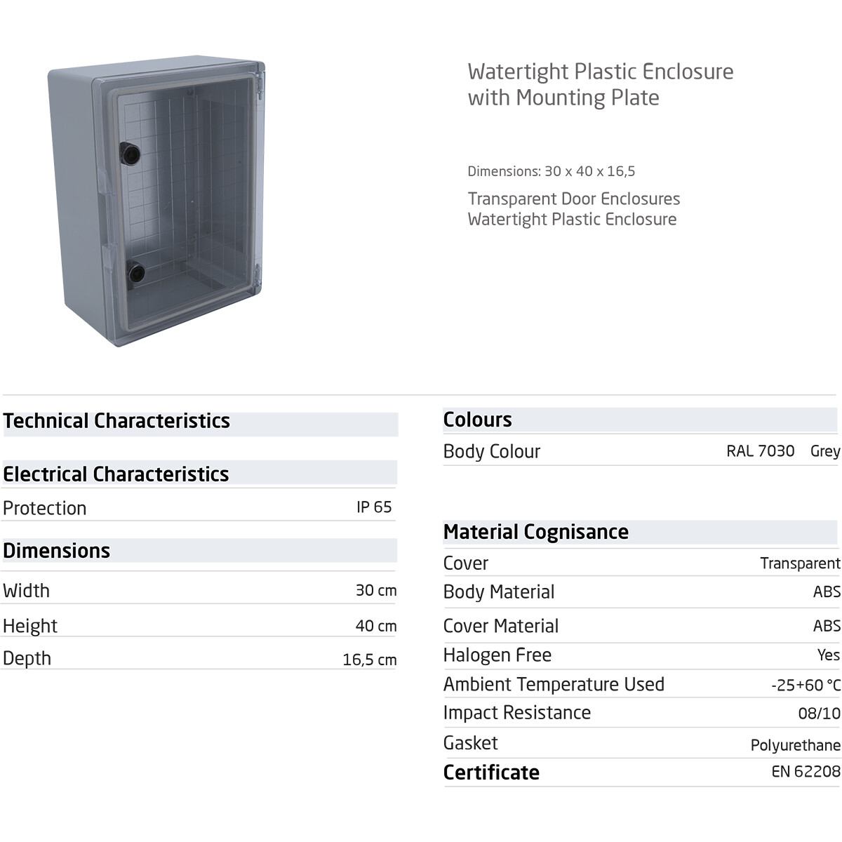 Abzweigdose - 400x300x165mm - Velvalux Panoboxpro - Transparentes Deckel - Schaltschrank - Kunststoffschrank - Wasserdicht IP65