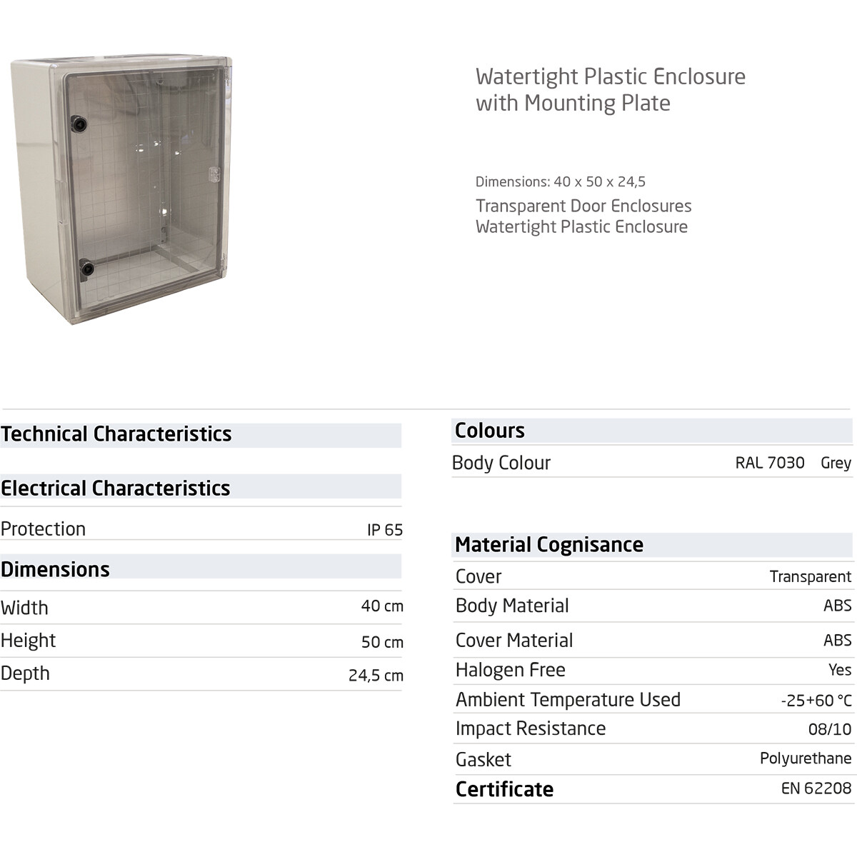 Abzweigdose - 500x400x245mm - Velvalux Panoboxpro - Transparentes Deckel - Schaltschrank - Kunststoffschrank - Wasserdicht IP65