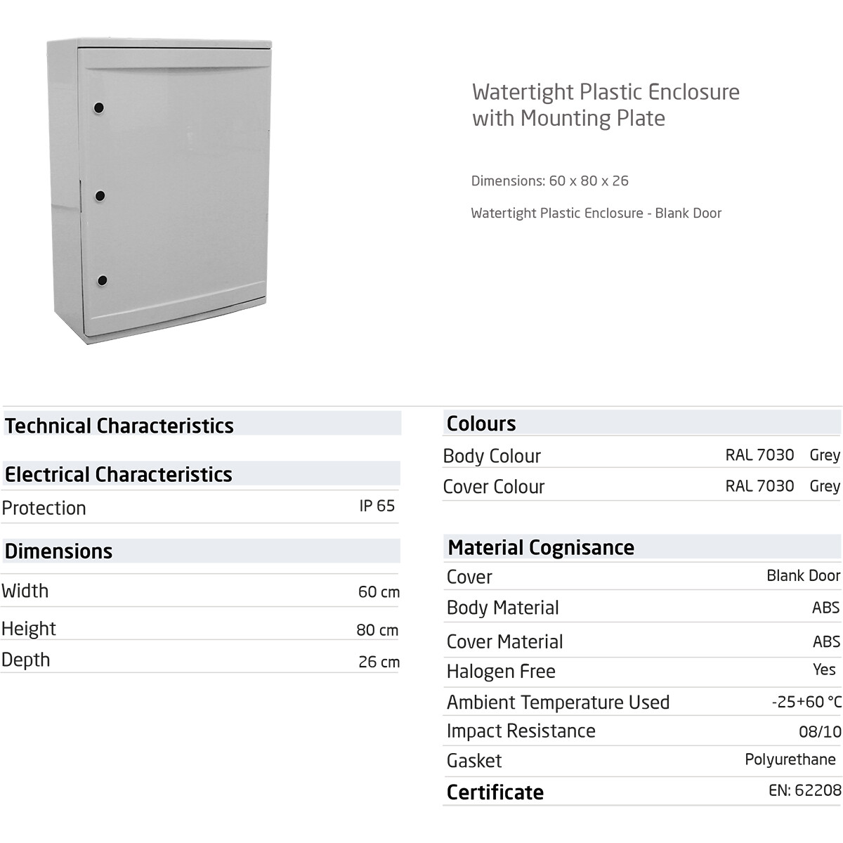 Abzweigdose - 800x600x260mm - Velvalux Panoboxpro - Schaltschrank - Kunststoffschrank - Wasserdicht IP65