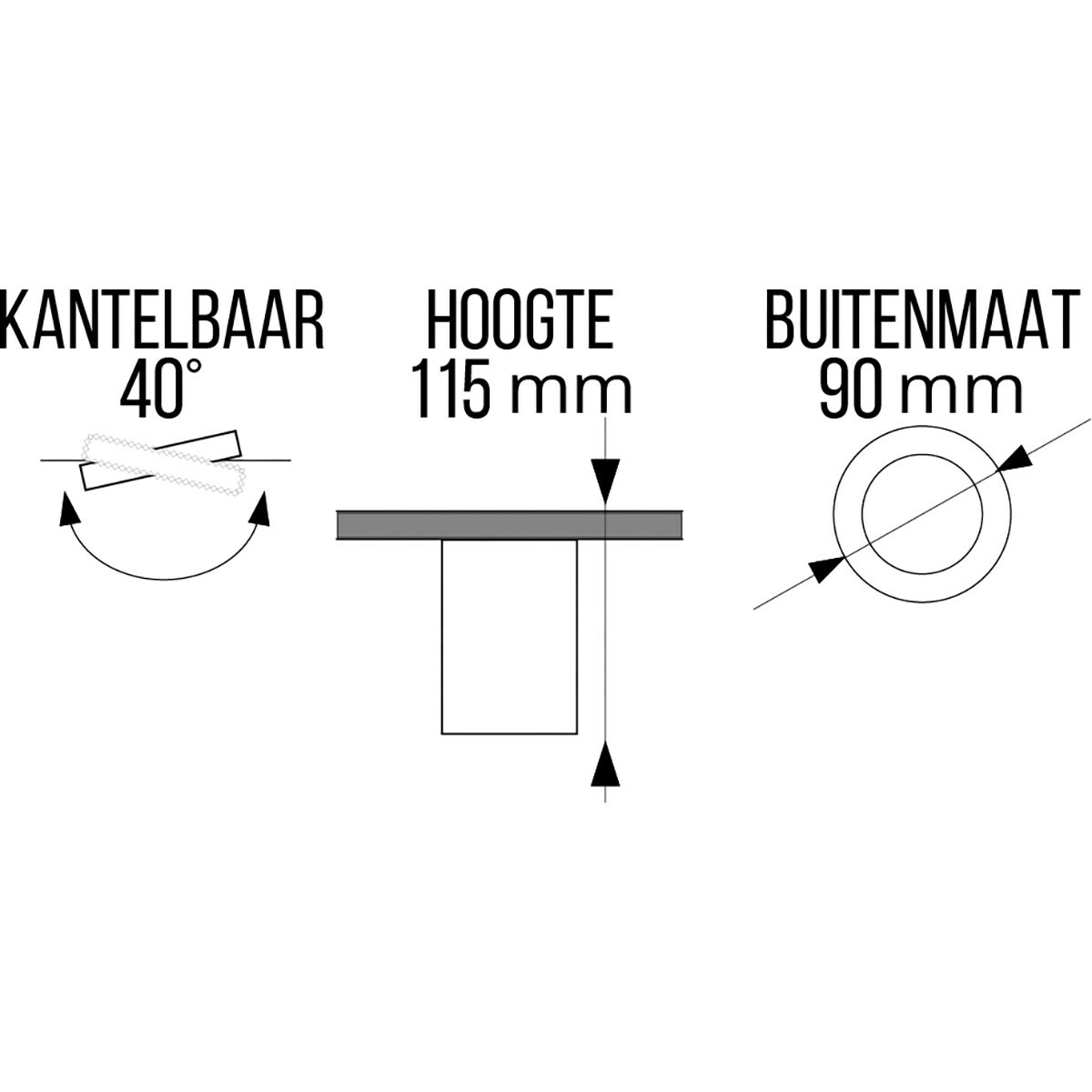 Aufbauspot 10er-Pack - Pragmi Luxina Pro - GU10 Fassung - Aufbau Rund - Matt Schwarz - Aluminium - Vertieft - Schwenkbar - Ø90mm