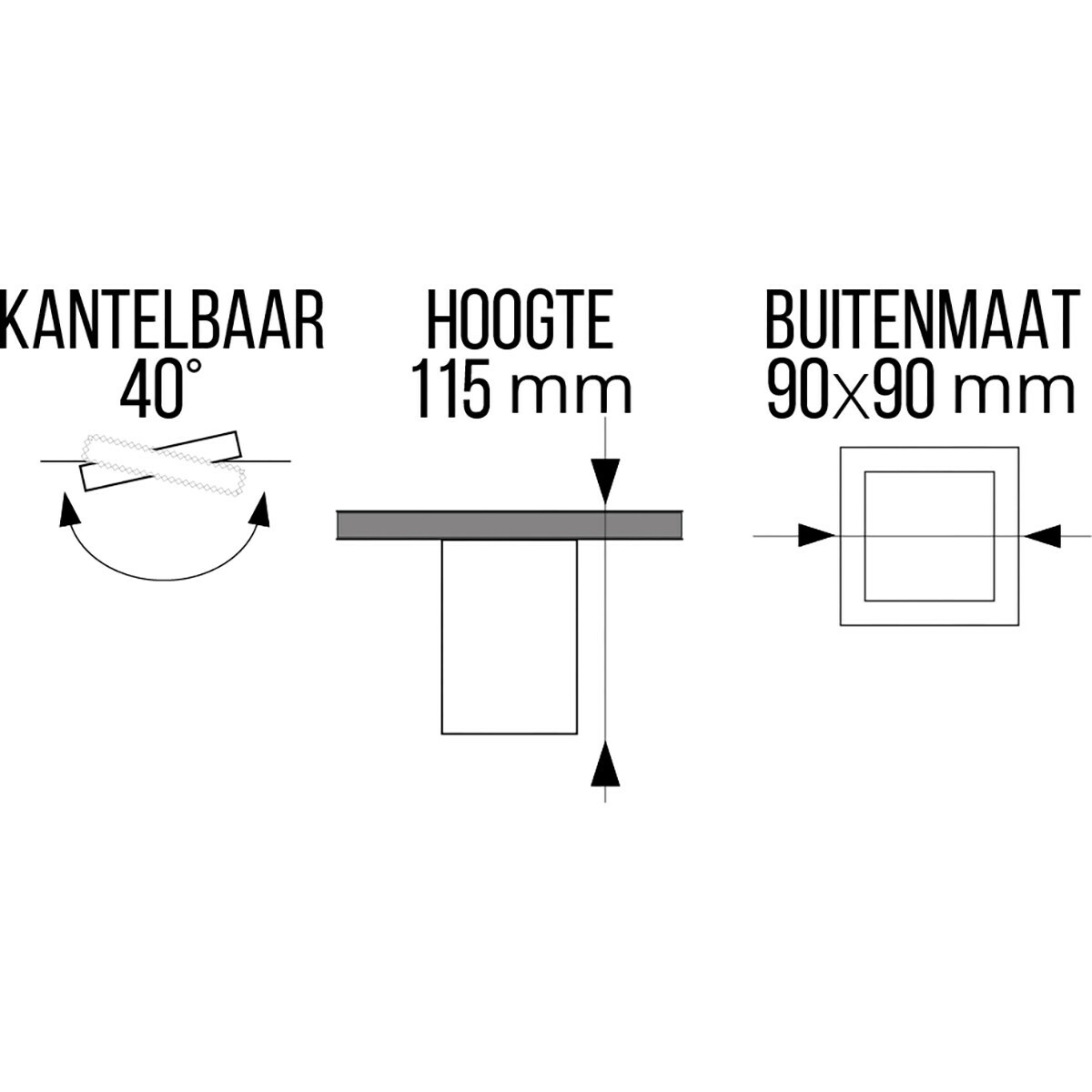 Aufbauspot 10er-Pack - Pragmi Luxina Pro - GU10 Fassung - Aufbau Quadrat - Matt Weiß - Aluminium - Vertieft - Schwenkbar - 90mm