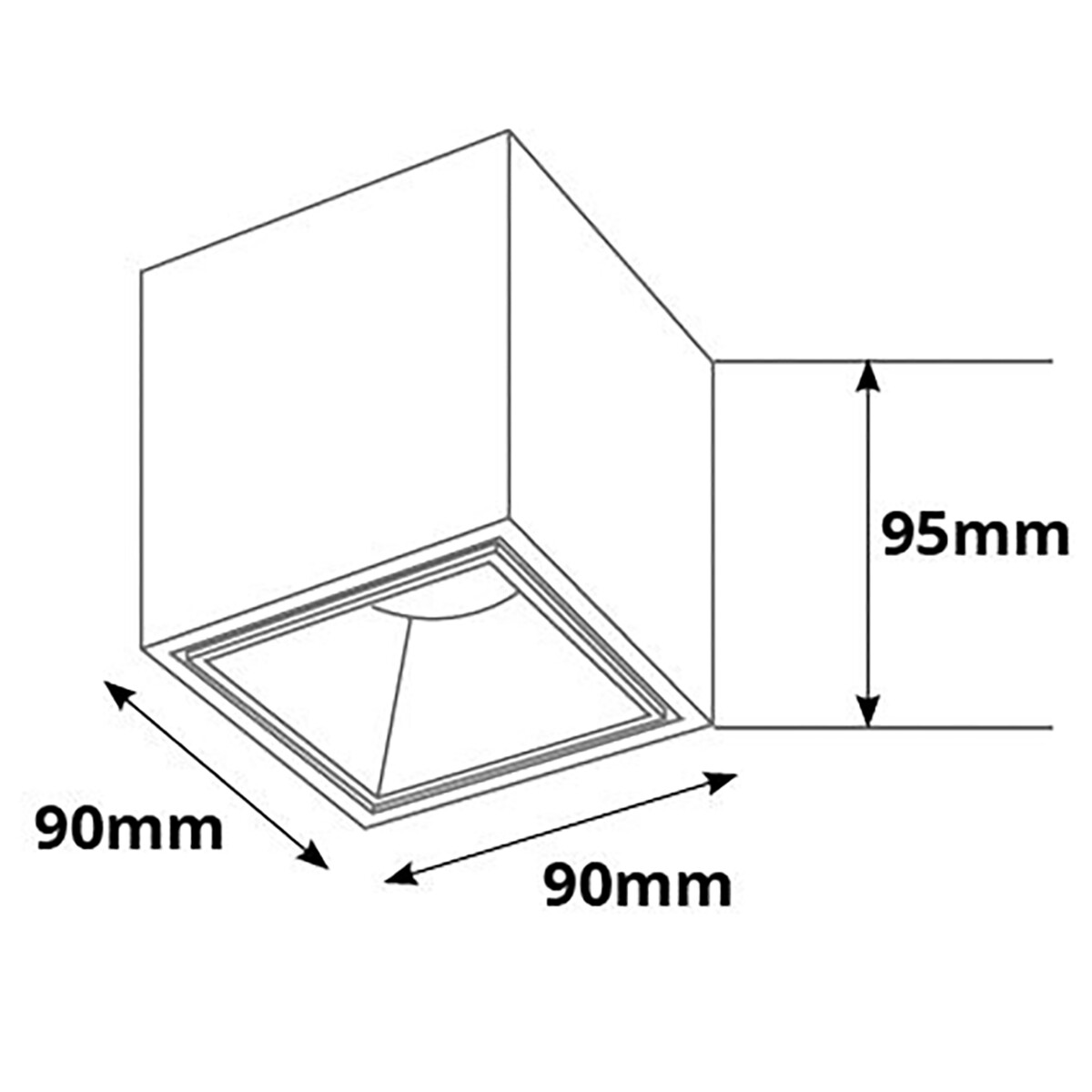 Aufbauspot GU10 - Pragmi Cliron Pro - Aufbau Quadrat - Matt Weiß/Gold - Aluminium - Vertieft - 90mm