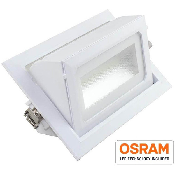 OSRAM - LED Downlight - Einbau Rechteckig 36W - Einstellbare Farbtemperatur - Mattweiß Aluminium - Kippbar 230x140mm