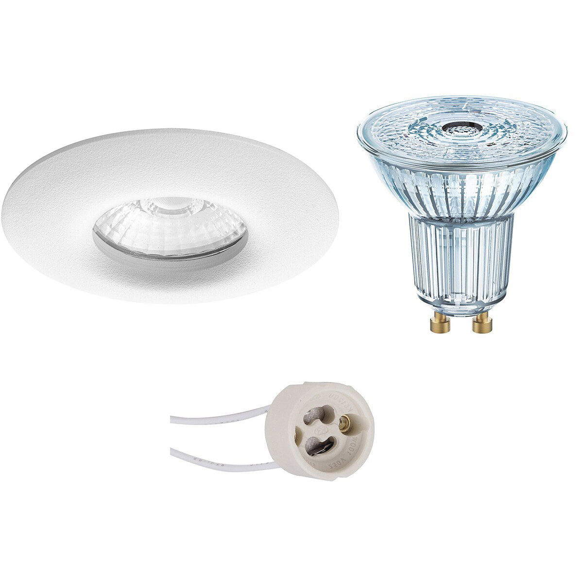 LEDVANCE - LED Spot Set - Parathom PAR16 940 36D - Pragmi Luno Pro - Wasserdicht IP65 - GU10 Sockel - Dimmbar - Einbau Rund - Mattweiß - 4.5W - Universalweiß 4000K - Ø82mm