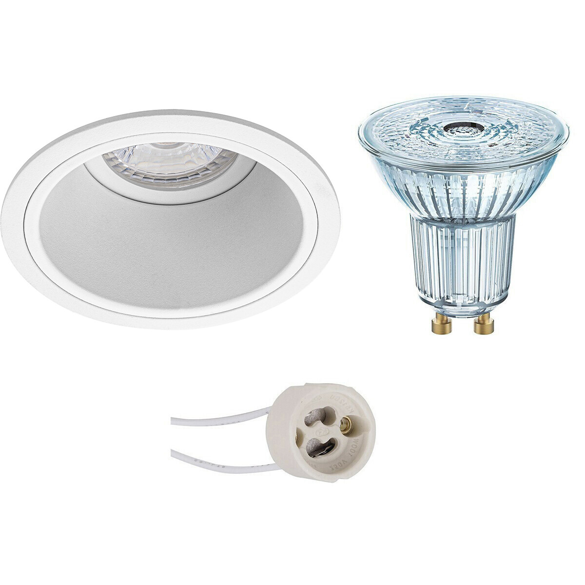 LEDVANCE - LED Spot Set - Parathom PAR16 930 36D - Pragmi Minko Pro - GU10 Sockel - Dimmbar - Einbau Rund - Mattweiß - 3.4W - Warmweiß 3000K - Deep - Ø90mm