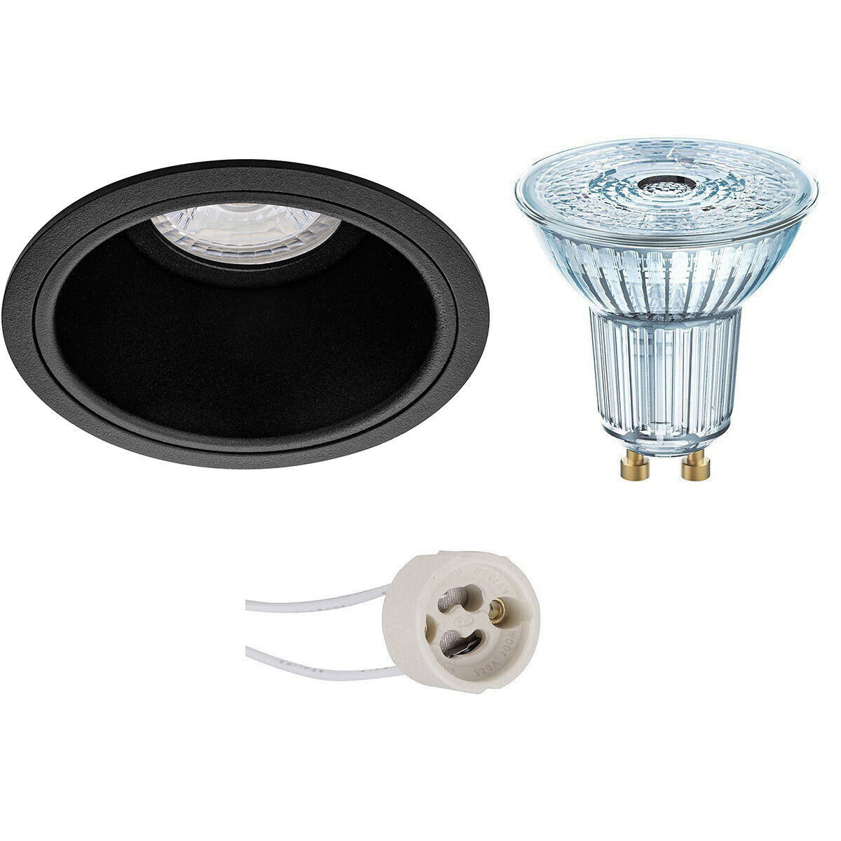 LEDVANCE - LED Spot Set - Parathom PAR16 930 36D - Pragmi Minko Pro - GU10 Sockel - Dimmbar - Einbau Rund - Mattschwarz - 3.4W - Warmweiß 3000K - Deep - Ø90mm