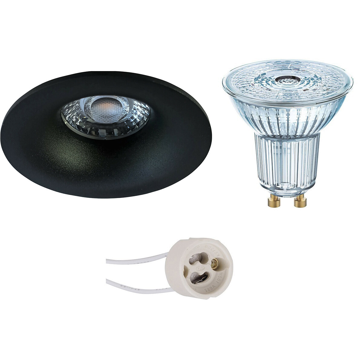 LEDVANCE - LED Spot Set - Parathom PAR16 940 36D - Pragmi Nora Pro - GU10 Sockel - Dimmbar - Einbau Rund - Mattschwarz - 3.4W - Universalweiß 4000K - Ø82mm