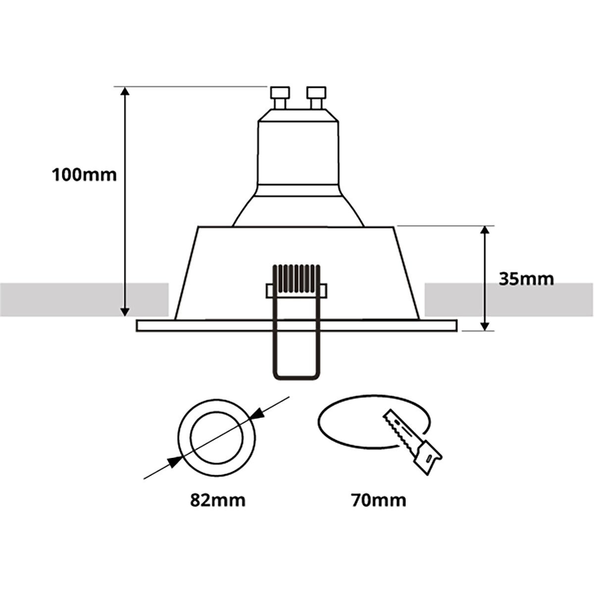 LED Spot Set - LEDVANCE Parathom PAR16 927 36D - Pragmi Pollon Pro - GU10 Fassung - Dimmbar - Einbau Rund - Matt Gold - 3.4W - Warmweiß 2700K - Vertieft - Ø82mm