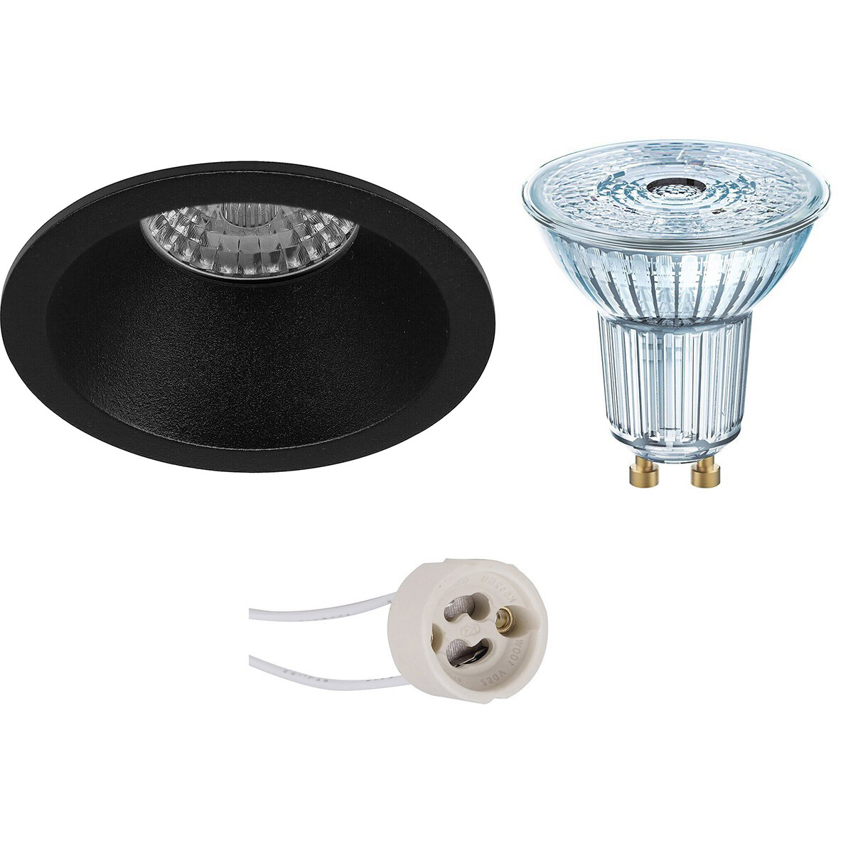 LEDVANCE - LED Spot Set - Parathom PAR16 927 36D - Pragmi Pollon Pro - GU10 Sockel - Dimmbar - Einbau Rund - Mattschwarz - 3.4W - Warmweiß 2700K - Deep - Ø82mm