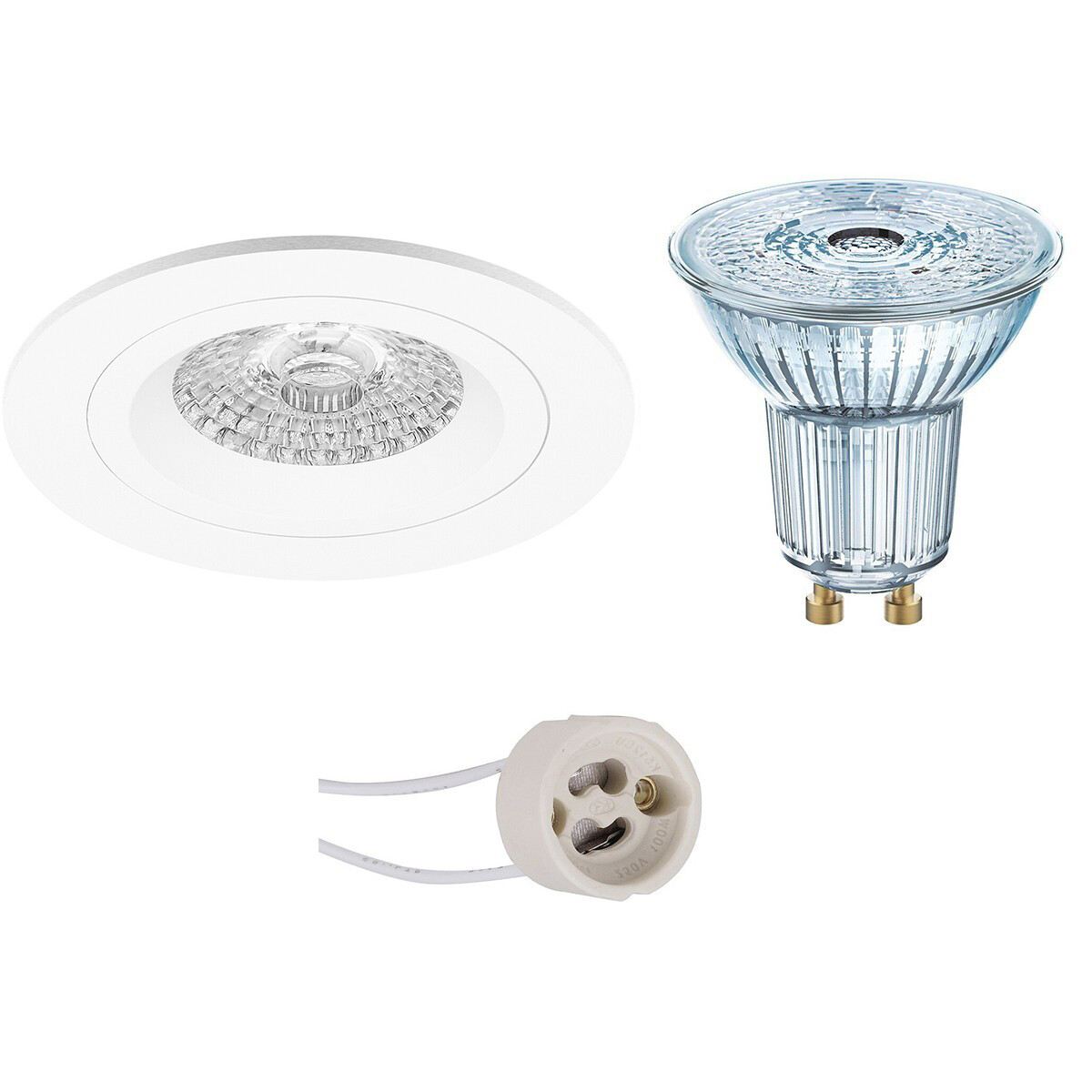 LEDVANCE - LED Spot Set - Parathom PAR16 927 36D - Pragmi Rodos Pro - GU10 Sockel - Dimmbar - Einbau Rund - Mattweiß - 3.4W - Warmweiß 2700K - Ø93mm