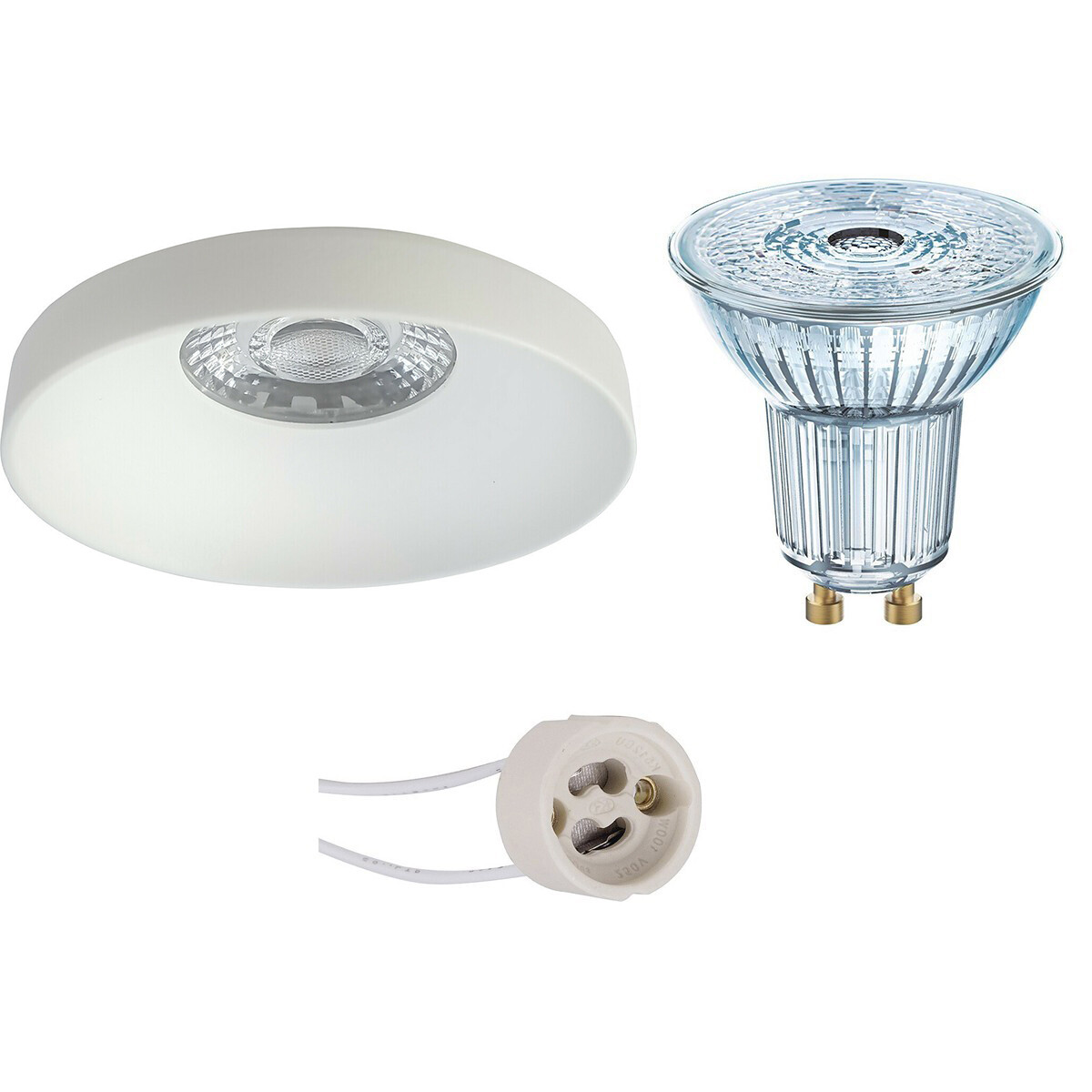 LEDVANCE - LED Spot Set - Parathom PAR16 930 36D - Pragmi Vrito Pro - GU10 Sockel - Dimmbar - Einbau Rund - Mattweiß - 3.4W - Warmweiß 3000K - Ø82mm