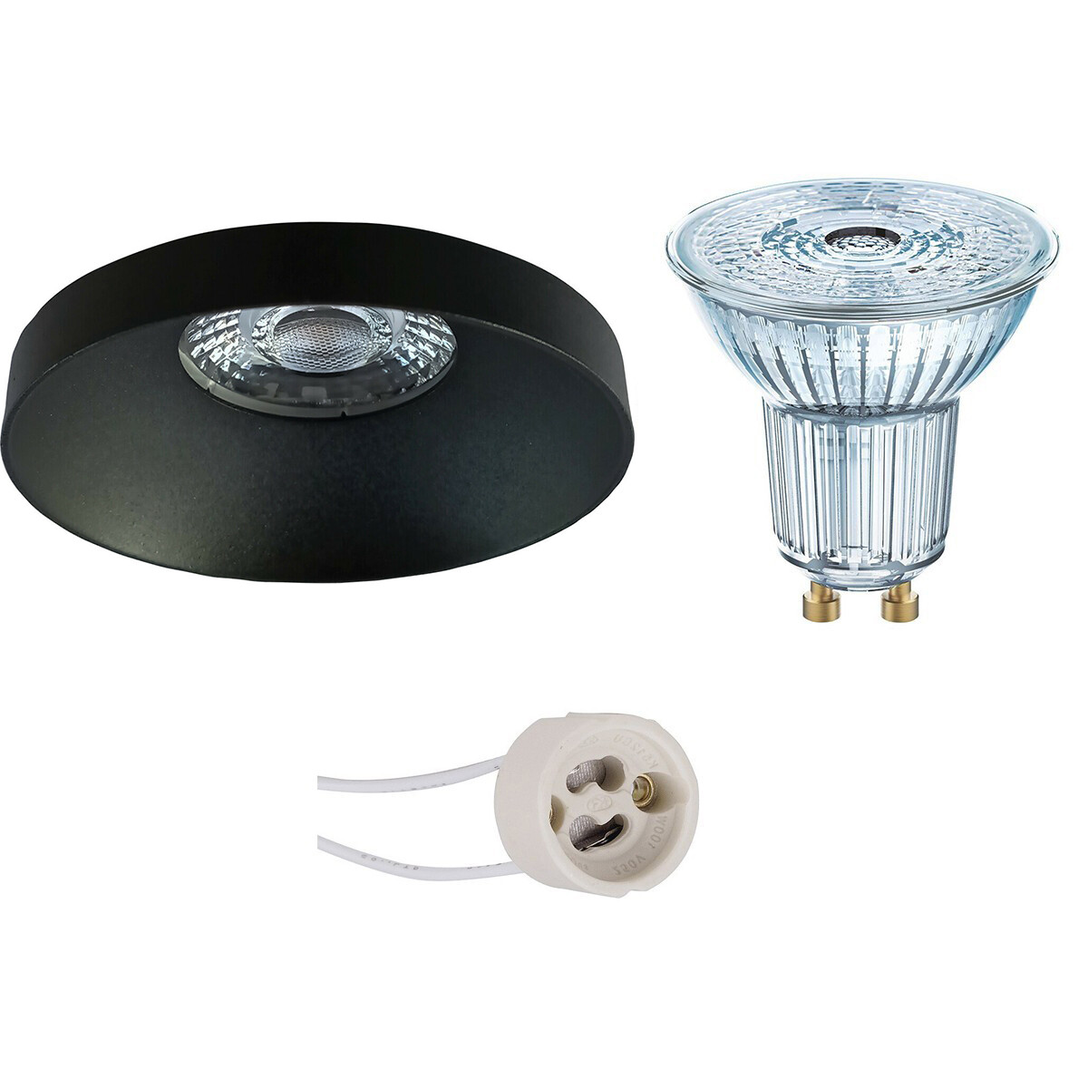 LEDVANCE - LED Spot Set - Parathom PAR16 927 36D - Pragmi Vrito Pro - GU10 Sockel - Dimmbar - Einbau Rund - Mattschwarz - 3.4W - Warmweiß 2700K - Ø82mm