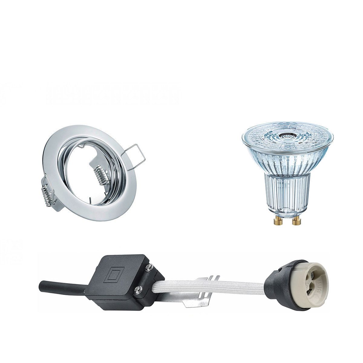 LEDVANCE - LED Spot Set - Parathom PAR16 940 36D - GU10 Sockel - Dimmbar - Einbau Rund - Glänzend Chrom - 3.4W - Universalweiß 4000K - Kippbar Ø83mm