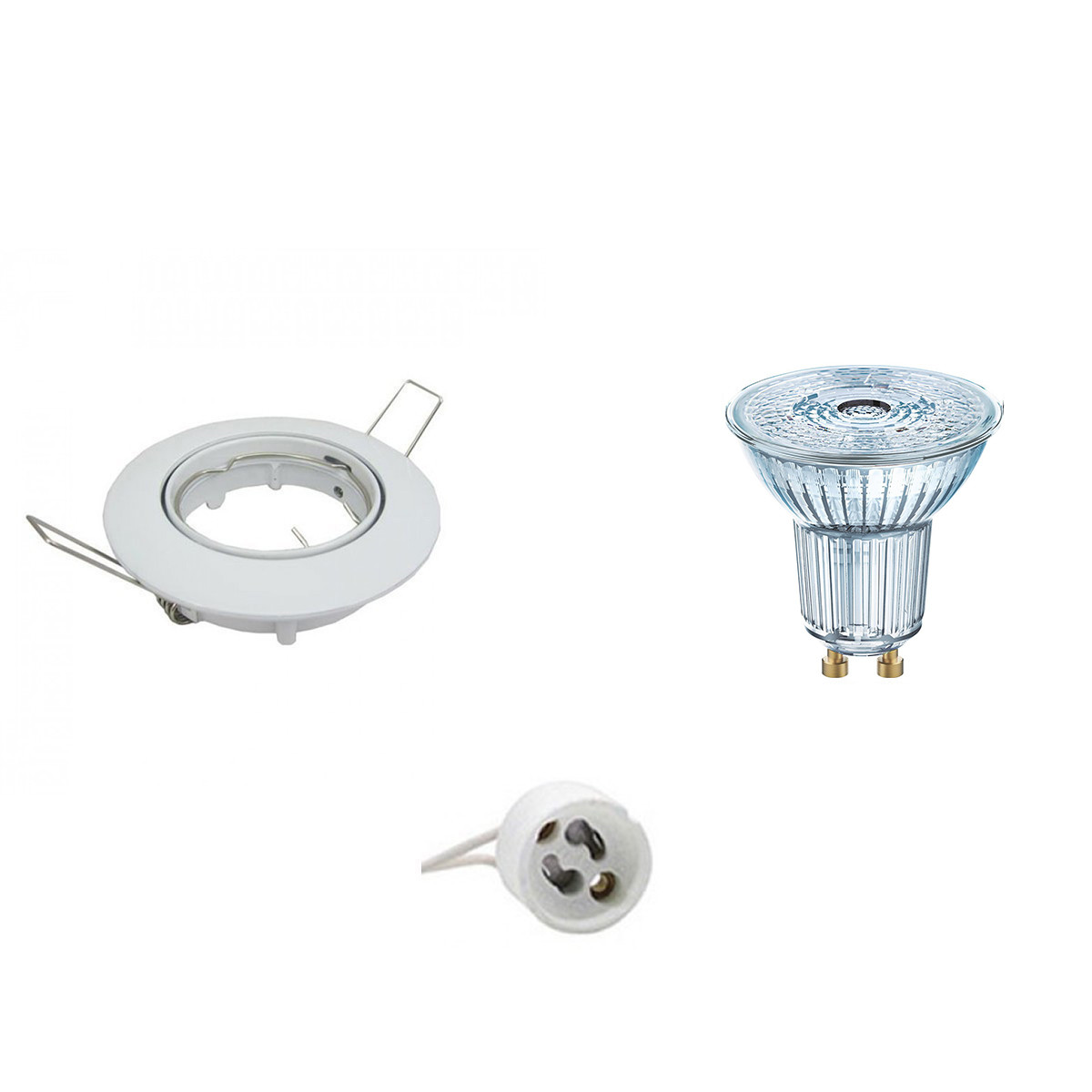 LEDVANCE - LED Spot Set - Parathom PAR16 930 36D - GU10 Sockel - Dimmbar - Einbau Rund - Glänzend Weiß - 3.4W - Warmweiß 3000K - Kippbar Ø82mm