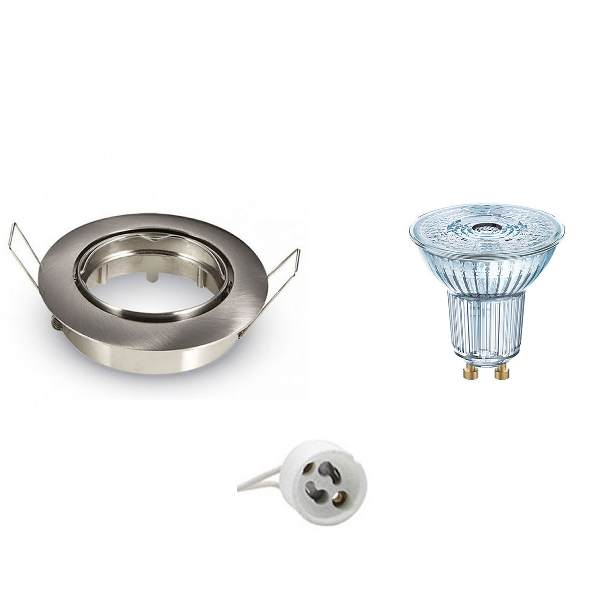 LEDVANCE - LED Spot Set - Parathom PAR16 940 36D - GU10 Sockel - Dimmbar - Einbau Rund - Matt Chrom - 3.4W - Universalweiß 4000K - Kippbar Ø82mm