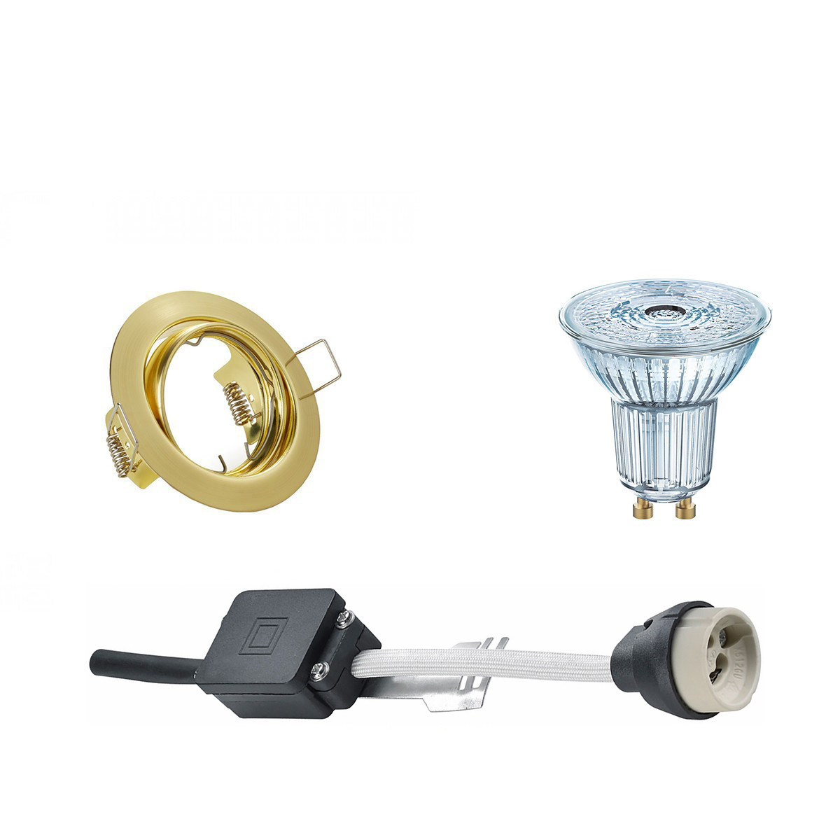 LEDVANCE - LED Spot Set - Parathom PAR16 940 36D - GU10 Sockel - Dimmbar - Einbau Rund - Matt Gold - 3.4W - Universalweiß 4000K - Kippbar Ø83mm