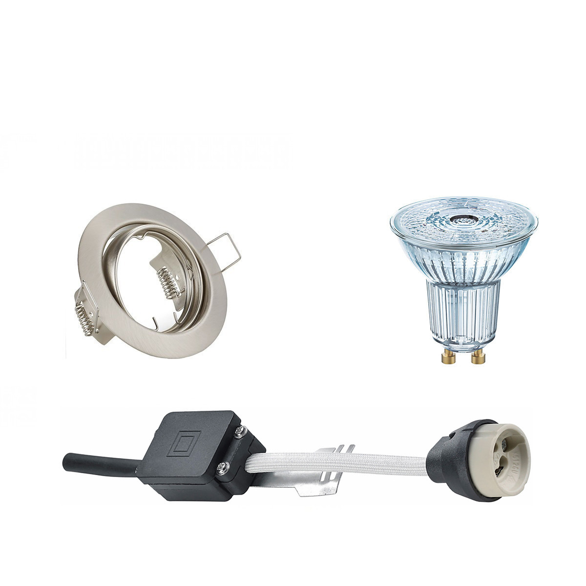 LEDVANCE - LED Spot Set - Parathom PAR16 940 36D - GU10 Sockel - Dimmbar - Einbau Rund - Matt Nickel - 3.4W - Universalweiß 4000K - Kippbar Ø83mm