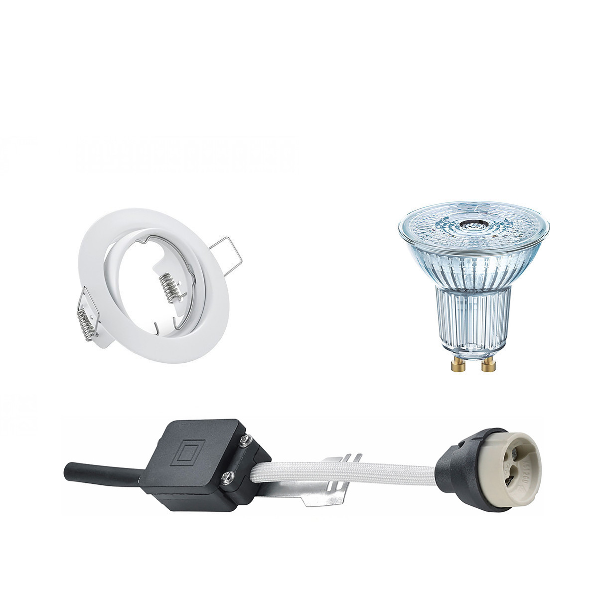 LEDVANCE - LED Spot Set - Parathom PAR16 940 36D - GU10 Sockel - Dimmbar - Einbau Rund - Mattweiß - 3.4W - Universalweiß 4000K - Kippbar Ø83mm