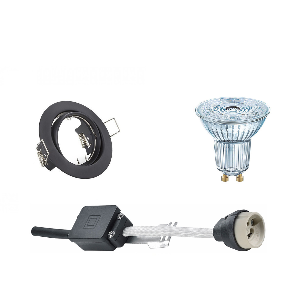 LEDVANCE - LED Spot Set - Parathom PAR16 940 36D - GU10 Sockel - Dimmbar - Einbau Rund - Mattschwarz - 3.4W - Universalweiß 4000K - Kippbar Ø83mm