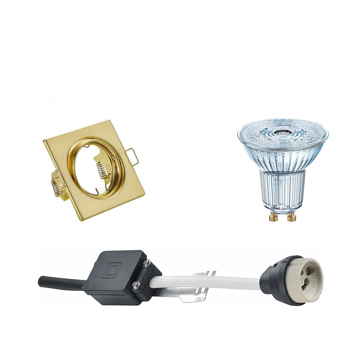 LEDVANCE - LED Spot Set - Parathom PAR16 940 36D - GU10 Sockel - Dimmbar - Einbau Quadratisch - Matt Gold - 3.4W - Universalweiß 4000K - Kippbar 80mm