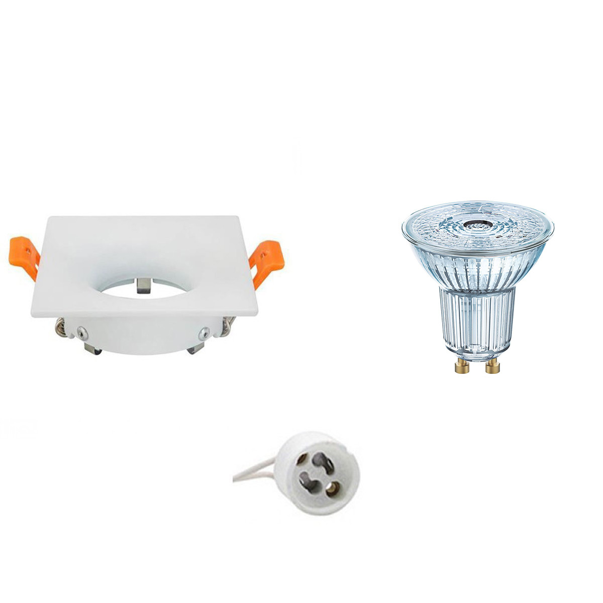 LEDVANCE - LED Spot Set - Parathom PAR16 930 36D - GU10 Sockel - Dimmbar - Einbau Quadratisch - Mattweiß - 3.4W - Warmweiß 3000K - 85mm