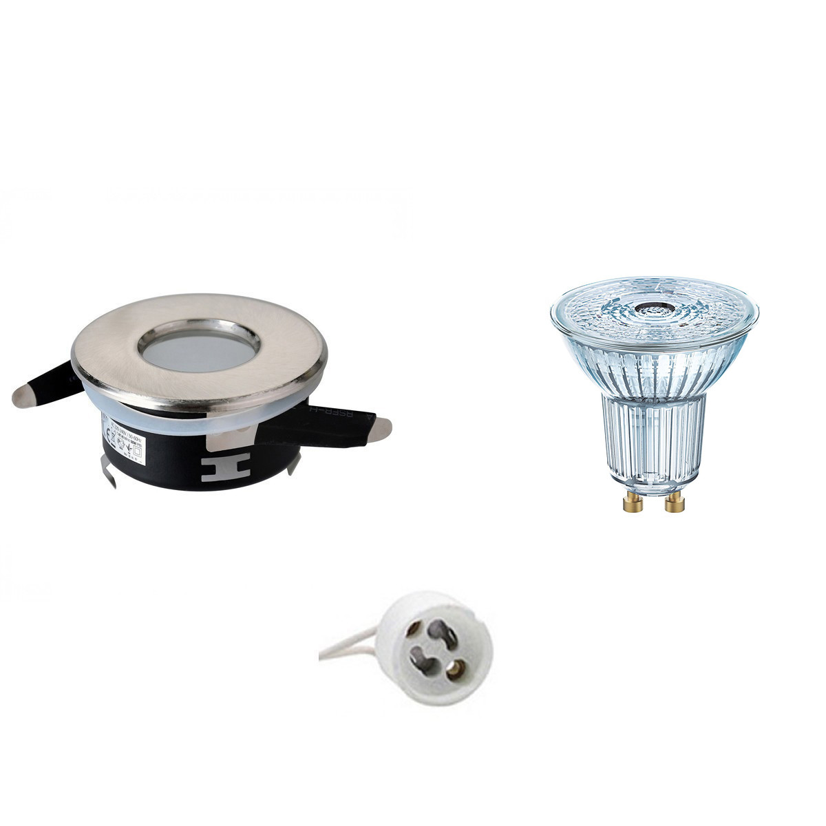 LEDVANCE - LED Spot Set - Parathom PAR16 940 36D - GU10 Sockel - Wasserdicht IP65 - Dimmbar - Einbau Rund - Matt Chrom - 3.4W - Universalweiß 4000K - Ø82mm