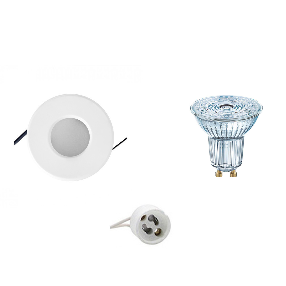 LEDVANCE - LED Spot Set - Parathom PAR16 940 36D - GU10 Sockel - Wasserdicht IP65 - Dimmbar - Einbau Rund - Mattweiß - 3.4W - Universalweiß 4000K - Ø82mm