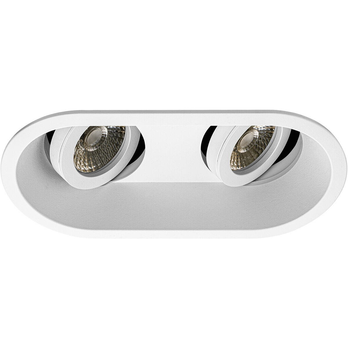 LED Spot Set GU10 - Pragmi Zano Pro - Einbau Oval Doppelt - Matt Weiß - Schwenkbar - 185x93mm - Philips Hue - White Ambiance - Bluetooth