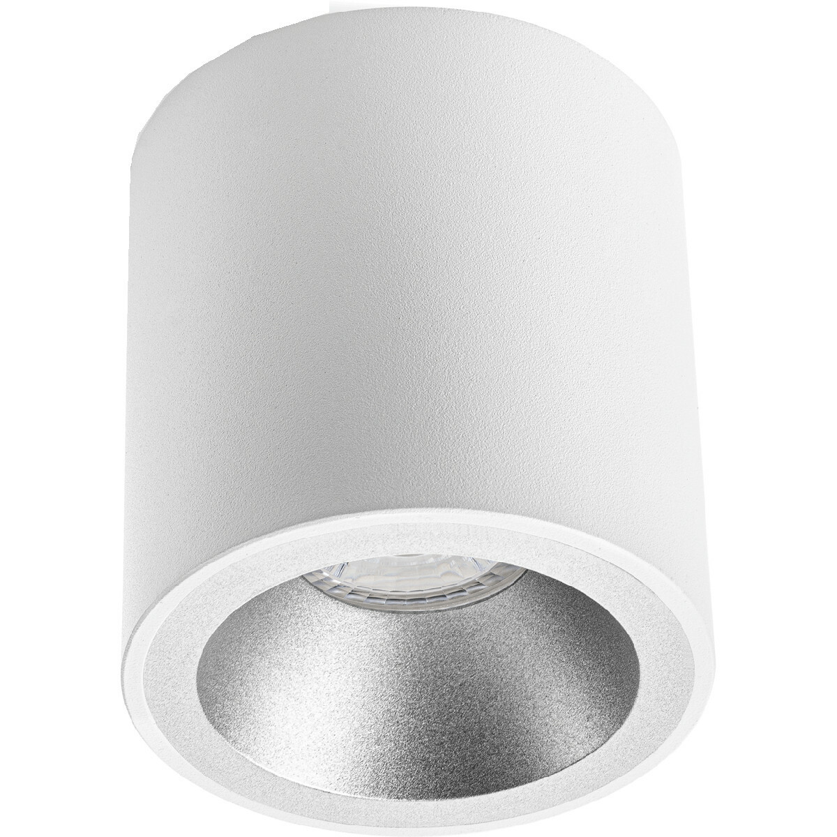 Aufbauspot Set GU10 - Pragmi Cliron Pro - Aufbau Rund - Matt Weiß/Silber - Vertieft - Ø90mm - Philips Hue - White Ambiance - Bluetooth