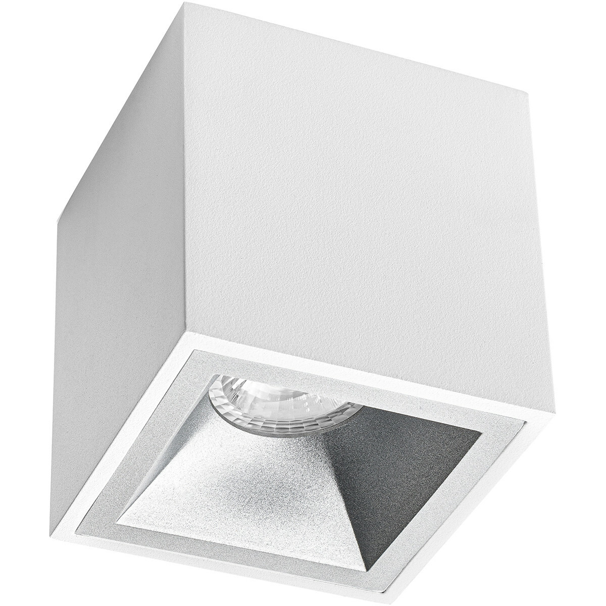 Aufbauspot Set GU10 - Pragmi Cliron Pro - Aufbau Quadrat - Matt Weiß/Silber - Vertieft - 90mm - Philips Hue - White Ambiance - Bluetooth