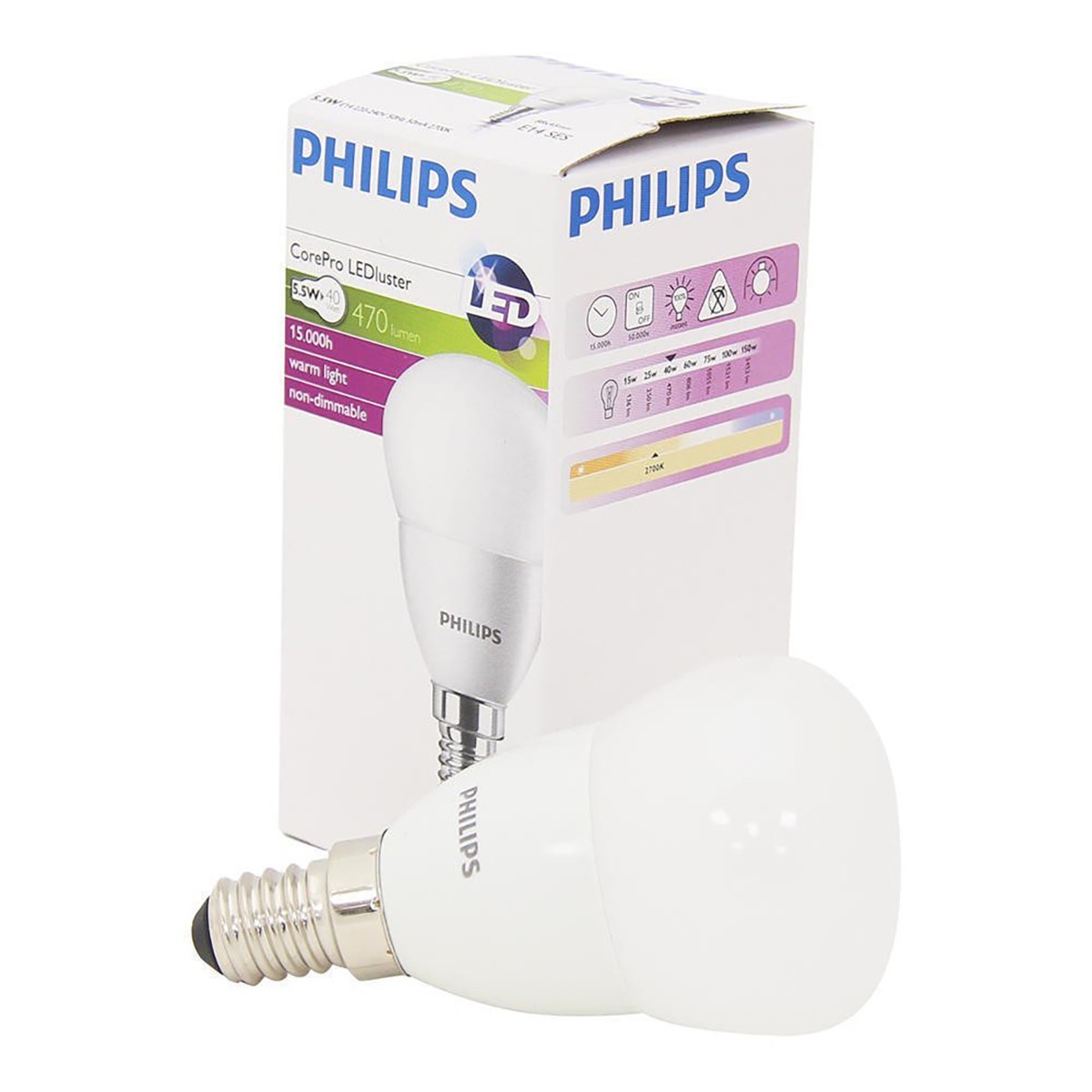 PHILIPS - LED Lamp 10er Pack - CorePro Lustre 827 P45 FR - E14 Sockel - 5.5W - Warmweiß 2700K | Ersetzt 40W