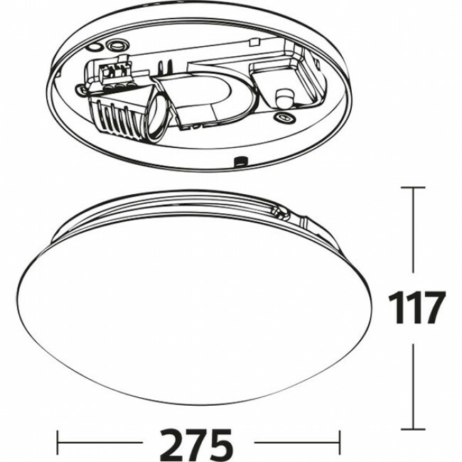 PHILIPS - LED Deckenleuchte met Bewegungsmelder - SceneSwitch 827 A60 - 360° Sensor - E27 Sockel - Dimmbar - 2W-8W - Warmweiß 2200K-2700K - Mattweiß - Milchglas