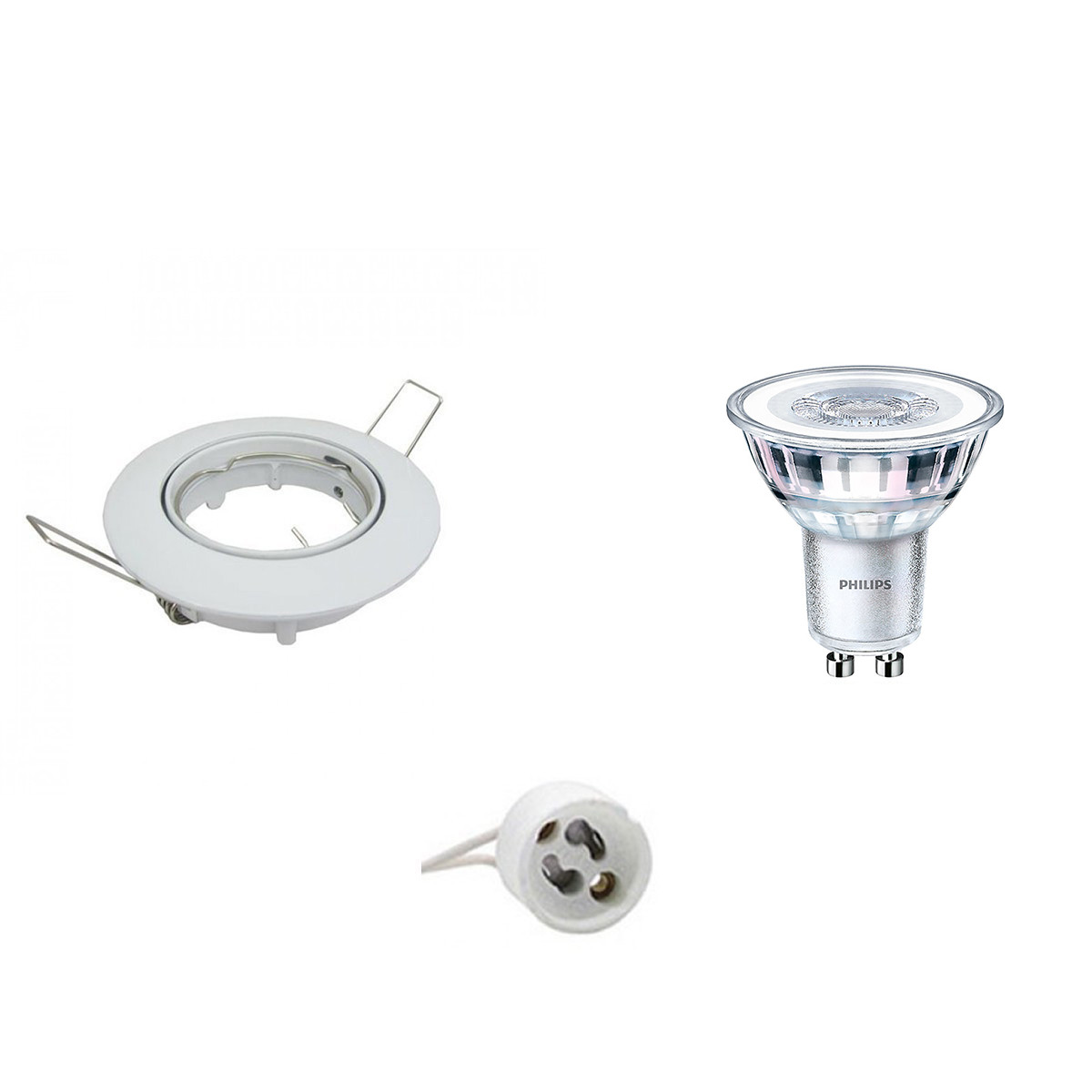 PHILIPS - LED Spot Set - CorePro 827 36D - GU10 Sockel - Dimmbar - Einbau Rund - Glänzend Weiß - 5W - Warmweiß 2700K - Kippbar Ø82mm