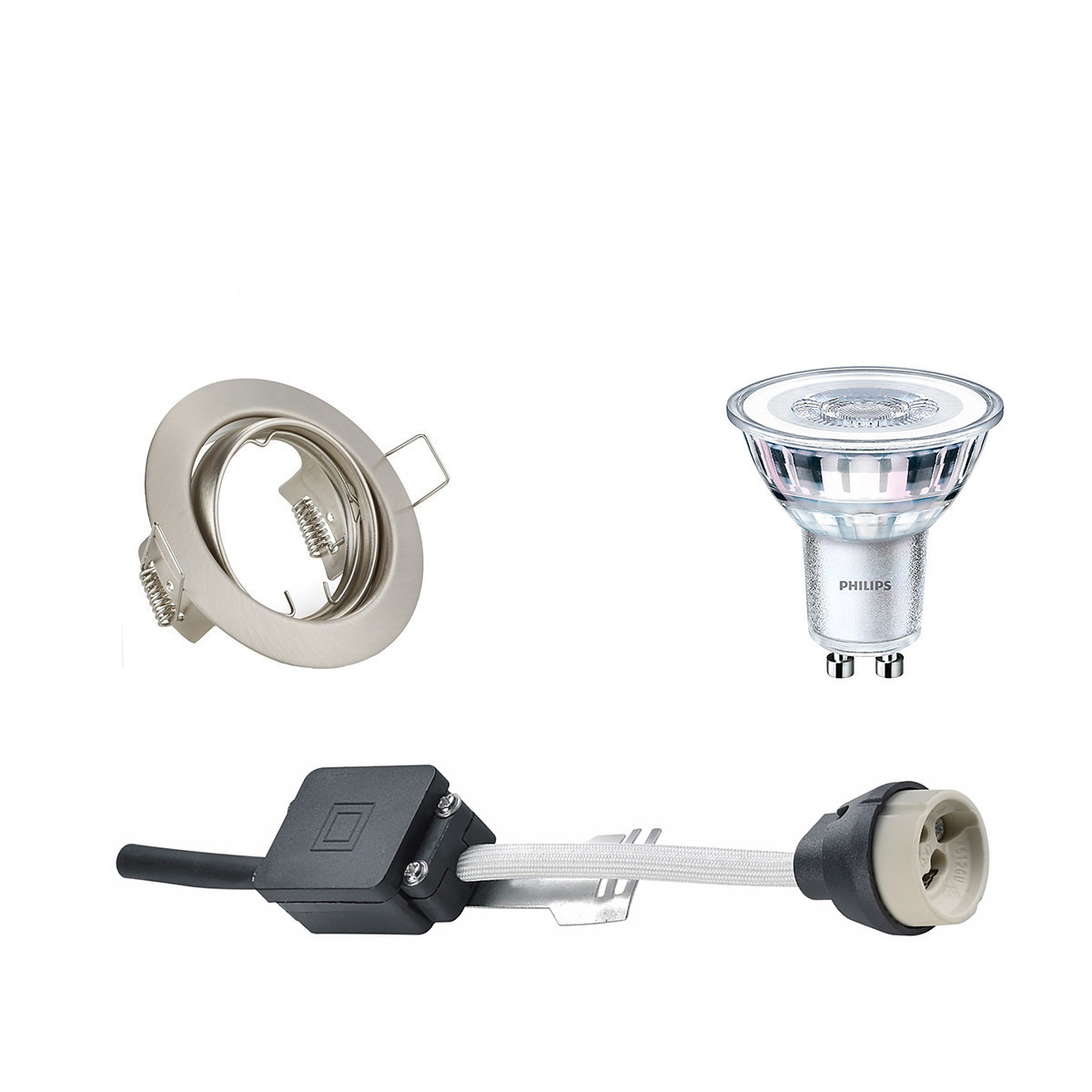 PHILIPS - LED Spot Set - CorePro 830 36D - GU10 Sockel - Dimmbar - Einbau Rund - Matt Nickel - 4W - Warmweiß 3000K - Kippbar Ø83mm